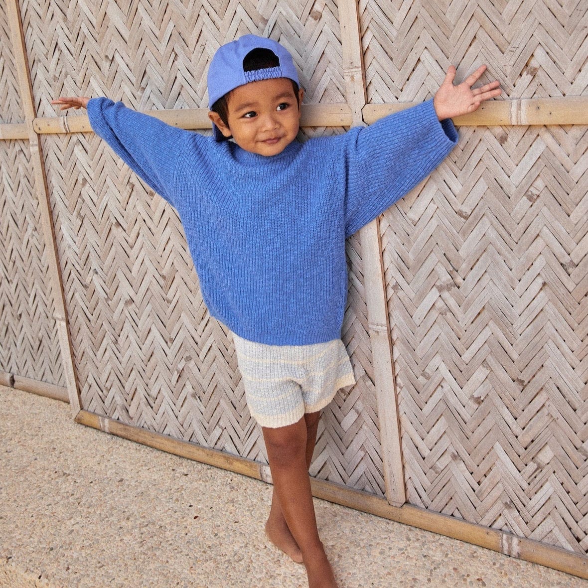 Organic Textured Rib Pullover in Marine by Grown