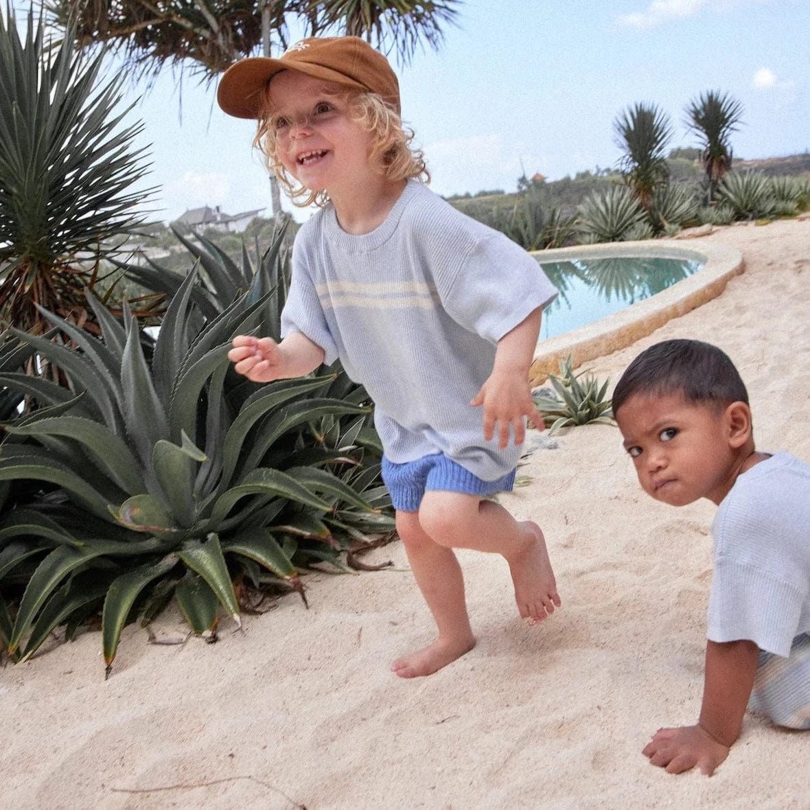 Organic Textured Rib Shorts in Marine by Grown