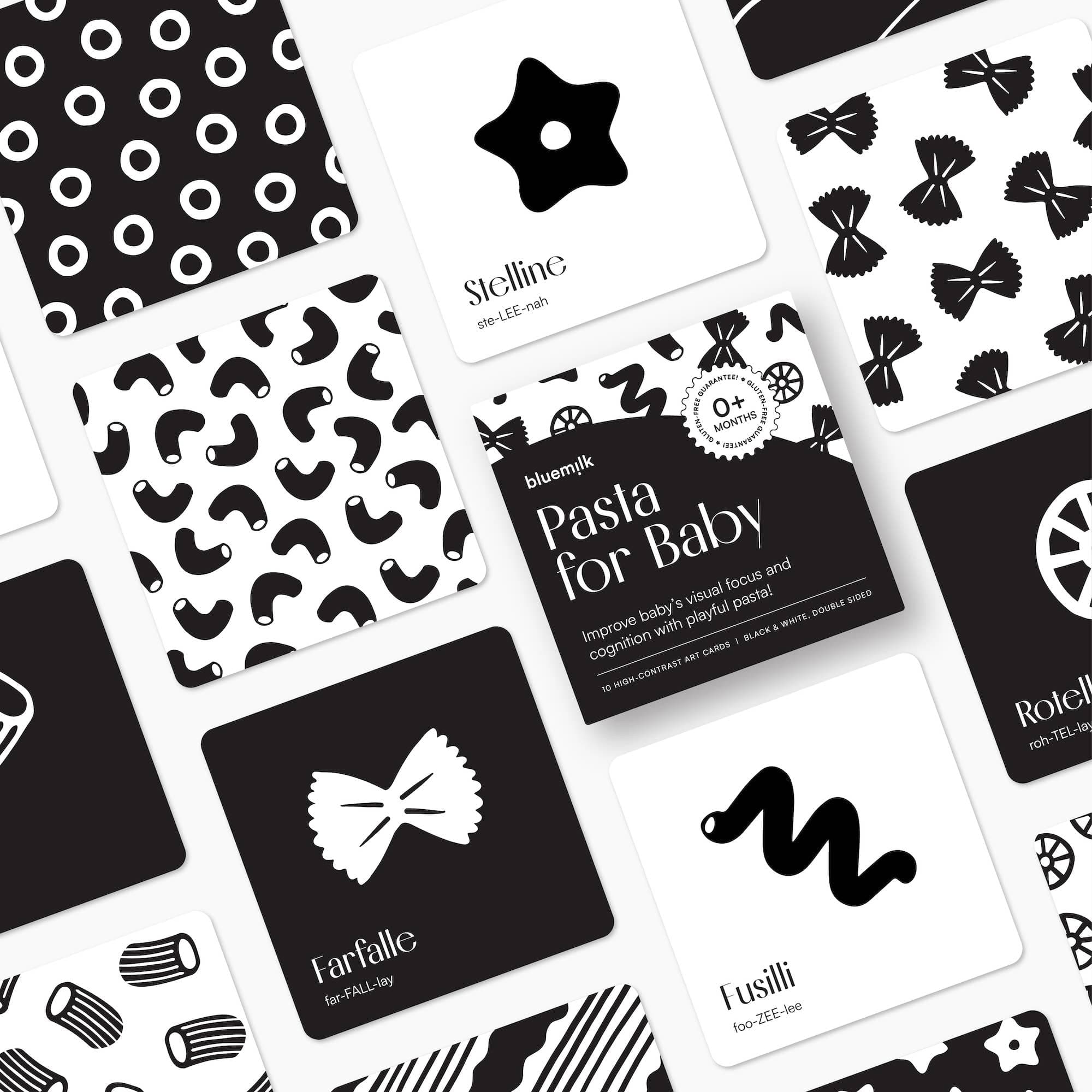 Pasta for Baby High-Contrast Art Cards by BlueMilk Studio