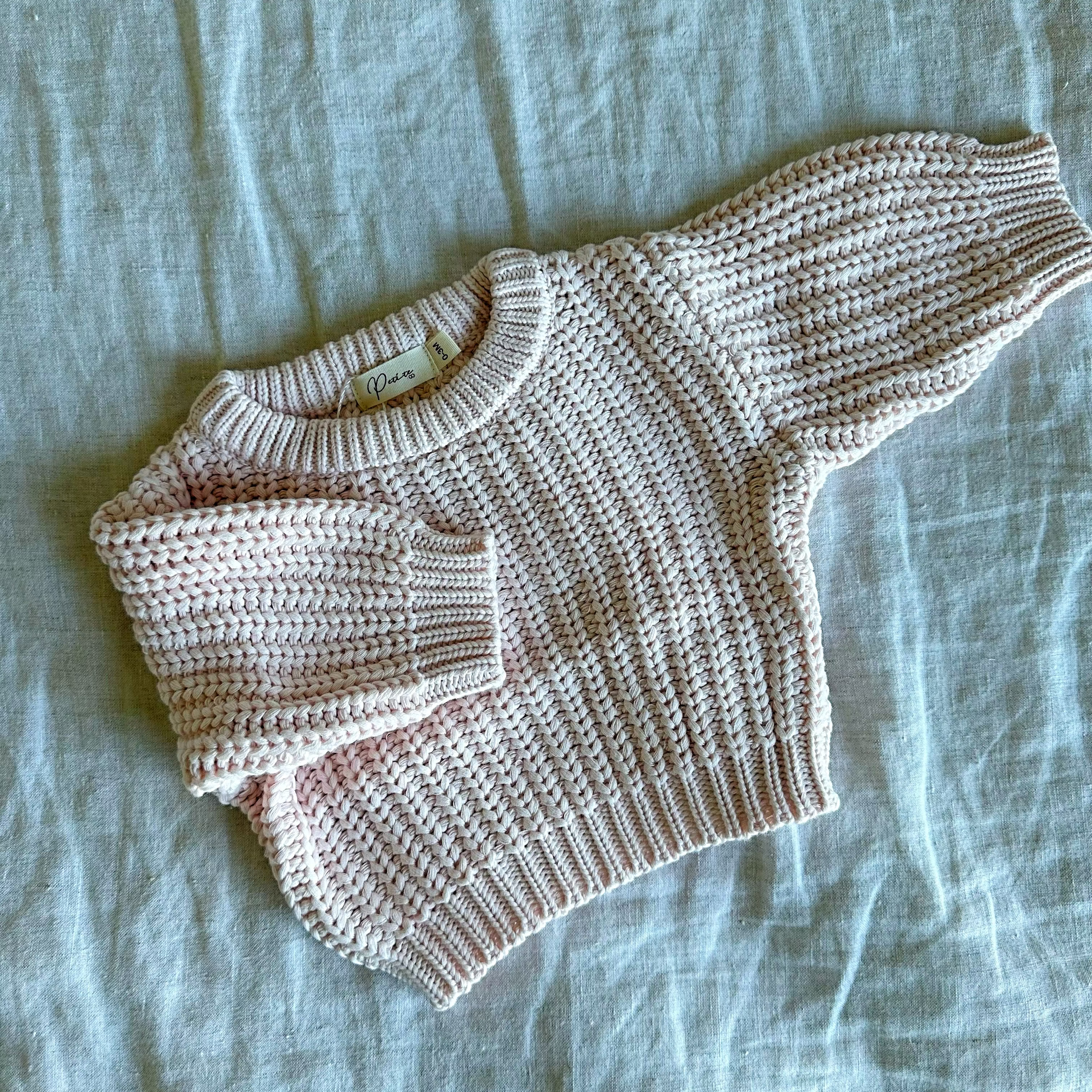 Petite and Co Chunky Knit Jumper Baby Pink - 0–3 Months by Petite and Co
