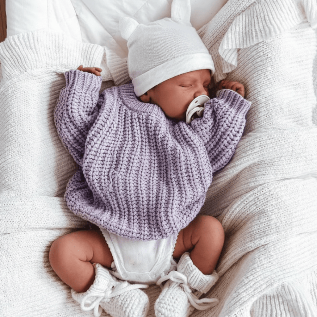Petite and Co Chunky Knit Jumper - Purple 0-3M by Petite and Co