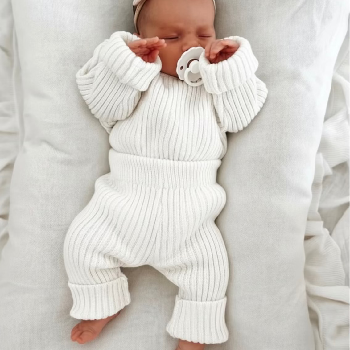 Petite and Co Classic Ribbed Set – Milk (0–3 Months) by Petite and Co