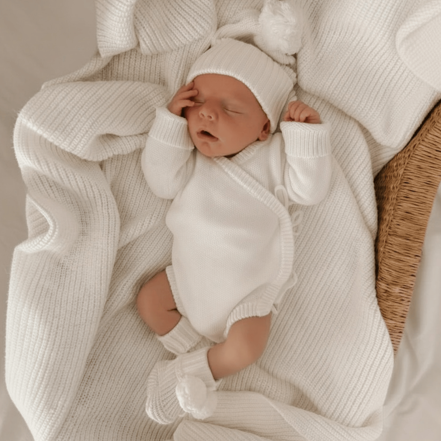 Petite and Co Knit Bodysuit - White 0-3 months by Petite and Co