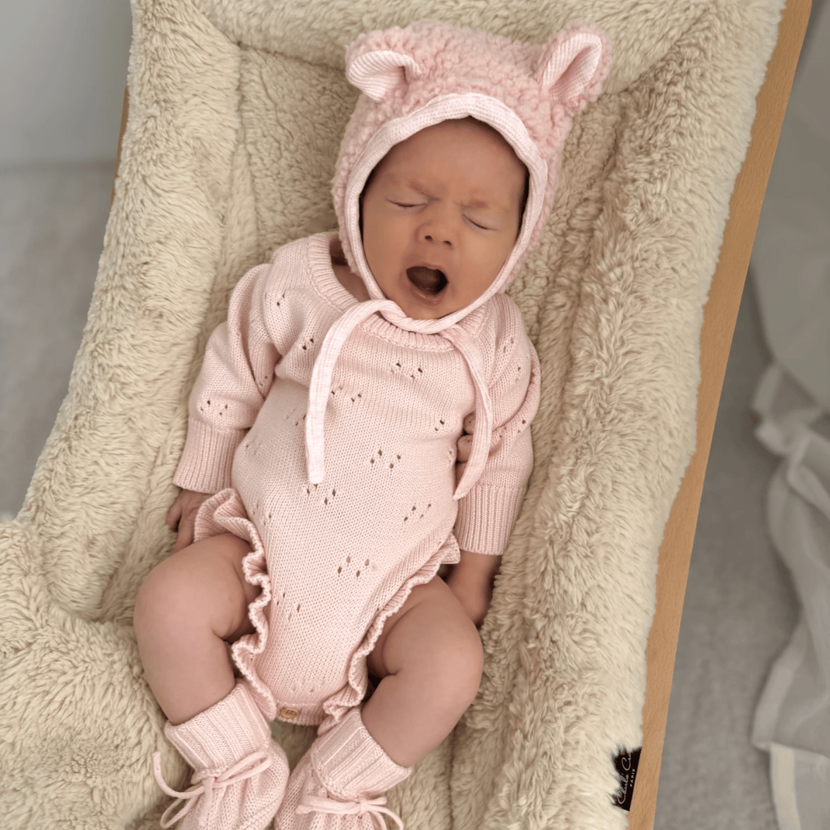 Petite and Co Pointelle Baby Romper - Baby Pink 0-3 Months by Petite and Co