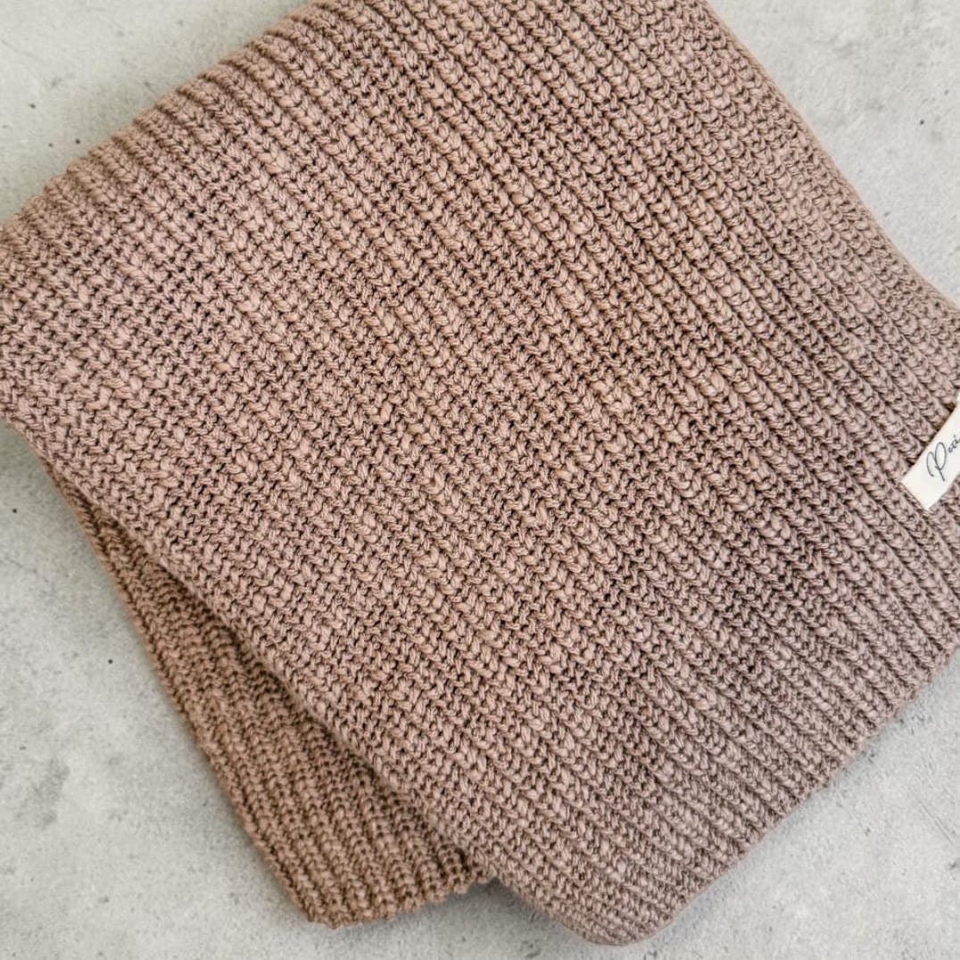 Petite and Co Textured Ribbed Cotton Blanket - Brown by Petite and Co