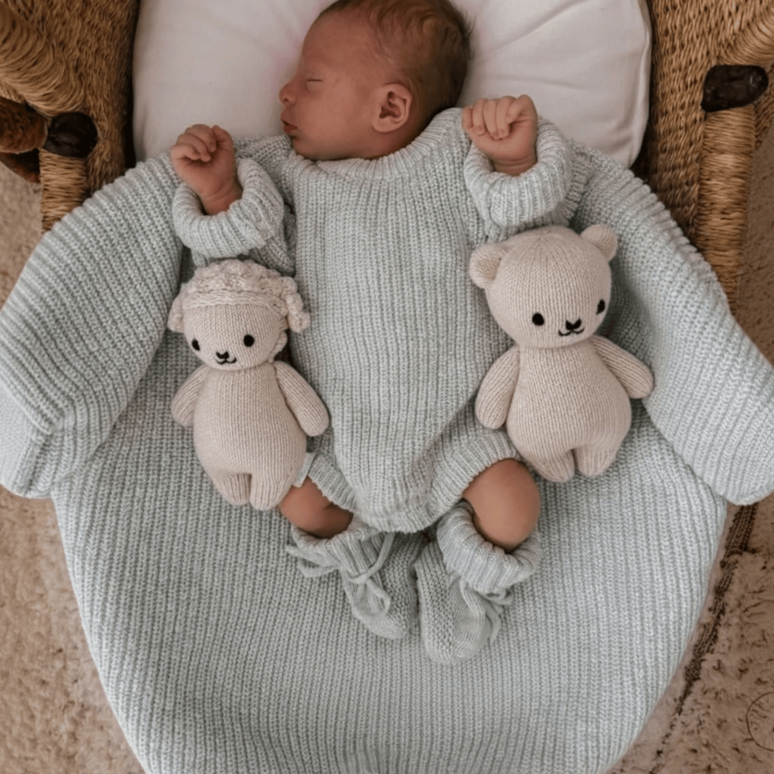 Petite and Co Textured Ribbed Cotton Blanket - Sea Mist by Petite and Co