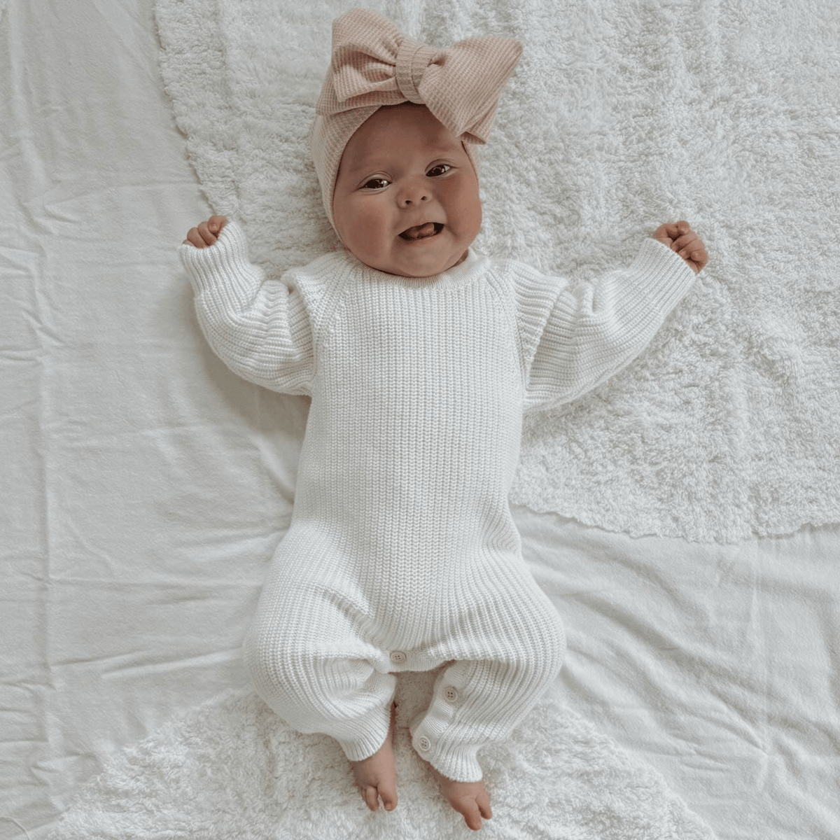 Petite & Co Long Ribbed Romper – Milk NB by Petite and Co