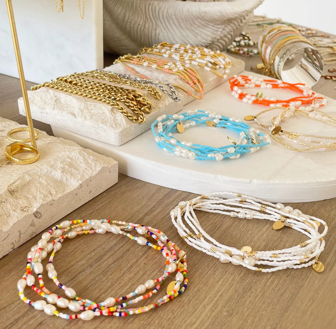 Priscilla Pearl + Beaded Anklet For Her by Arms of Eve