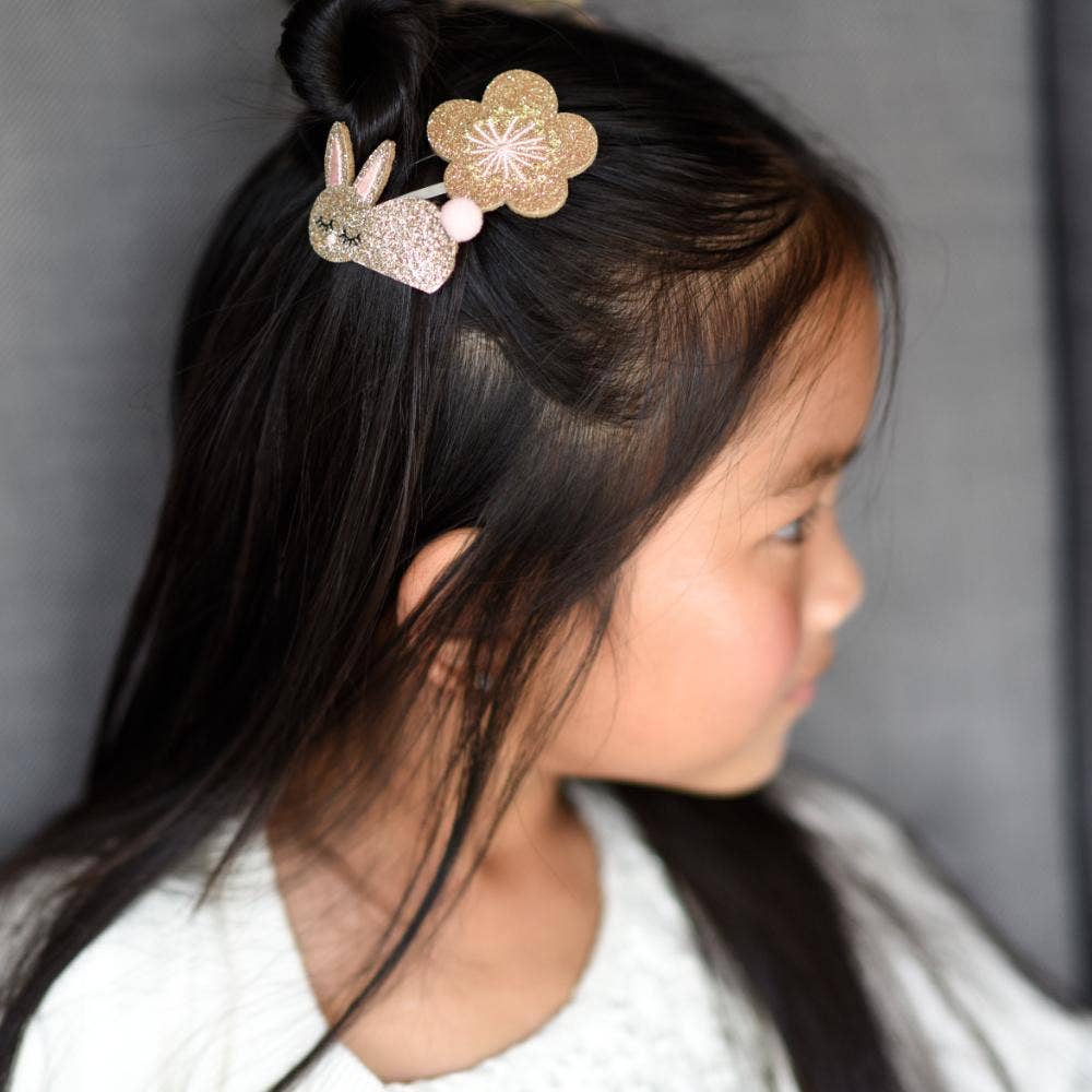 Rabbit hair clip - Gold glitter by Luciole et Petit Pois