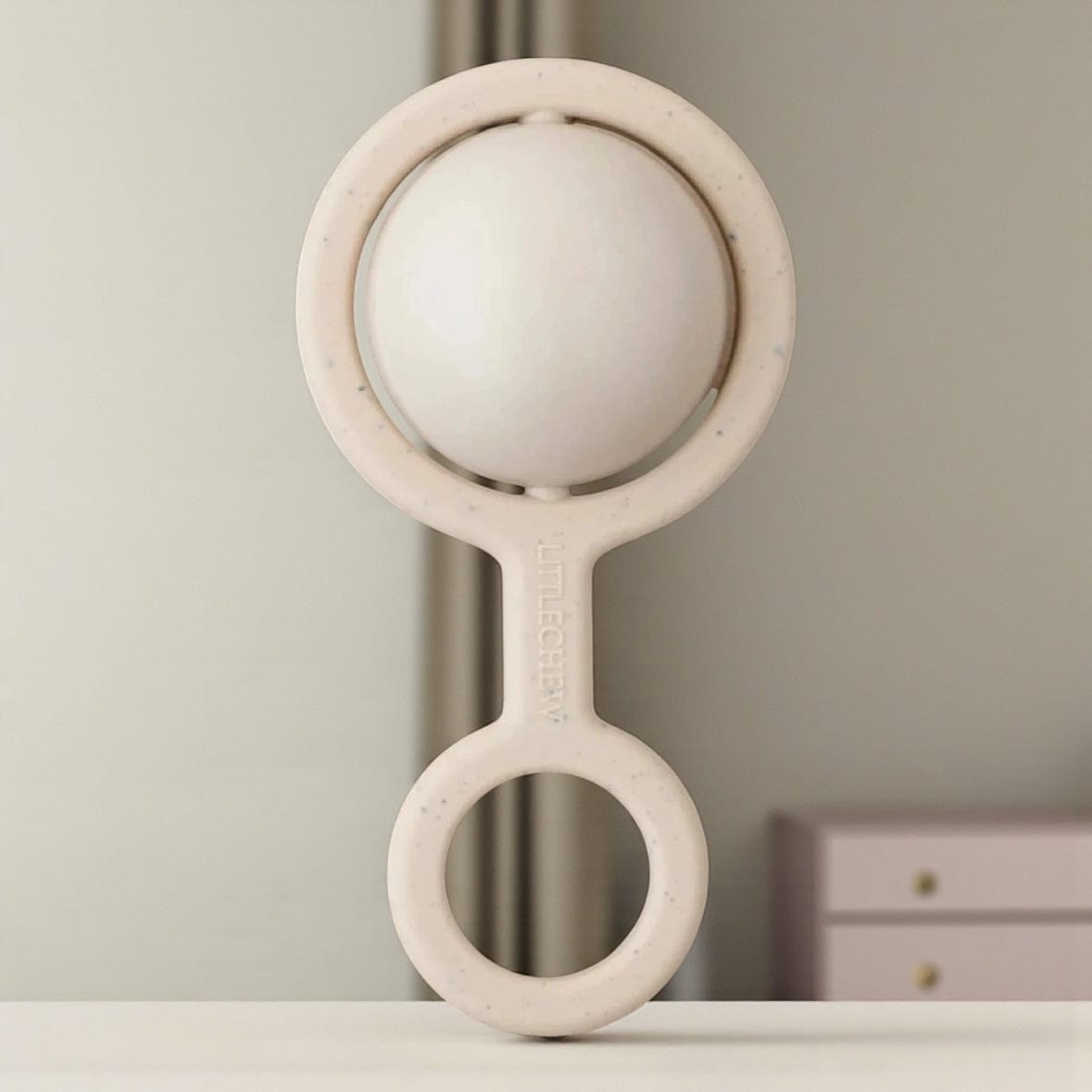 Rattle Baby Toy + Teether in Four Colours Beige by Little Chew