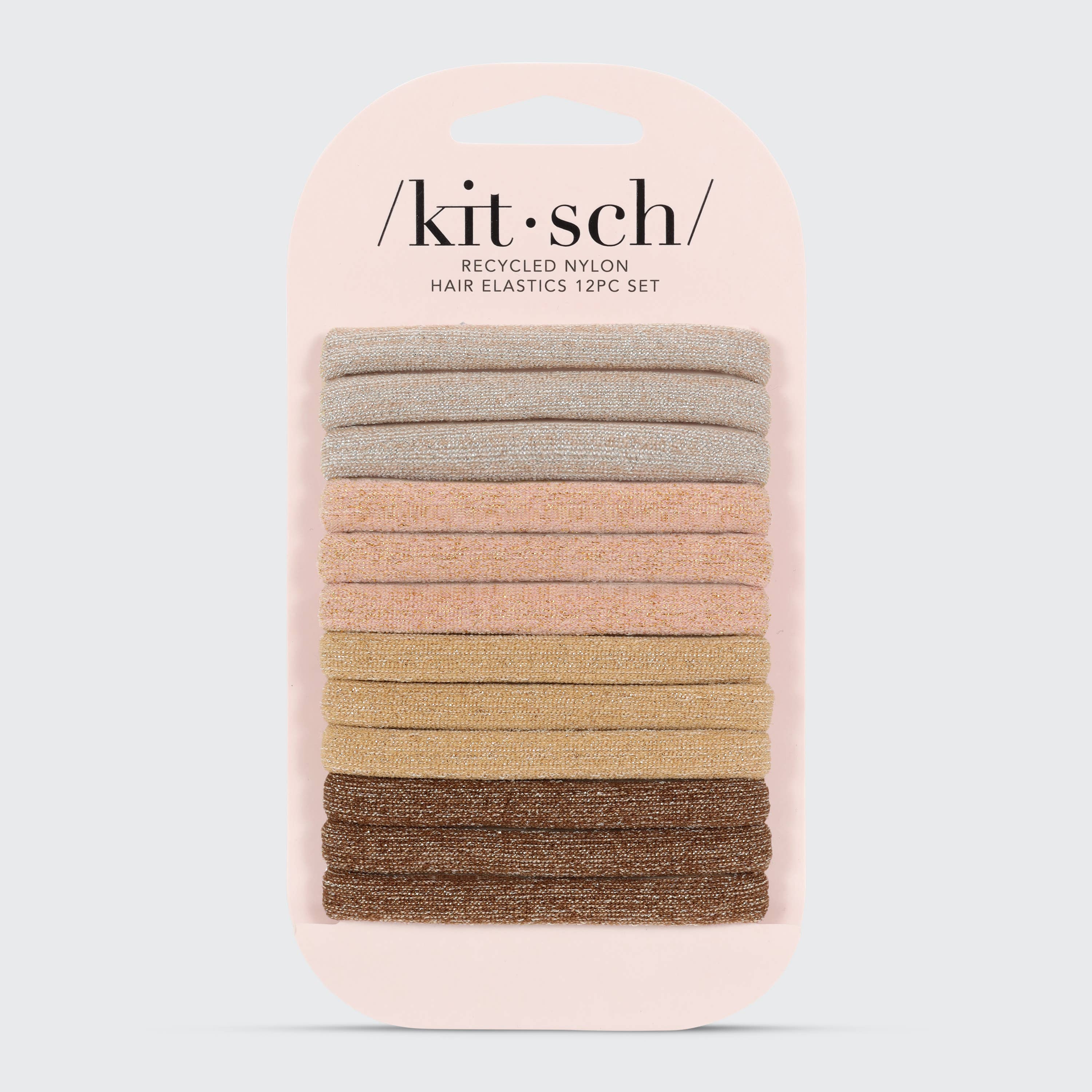 Recycled Nylon Glitter Medium Elastics 12pc- Neutral by KITSCH