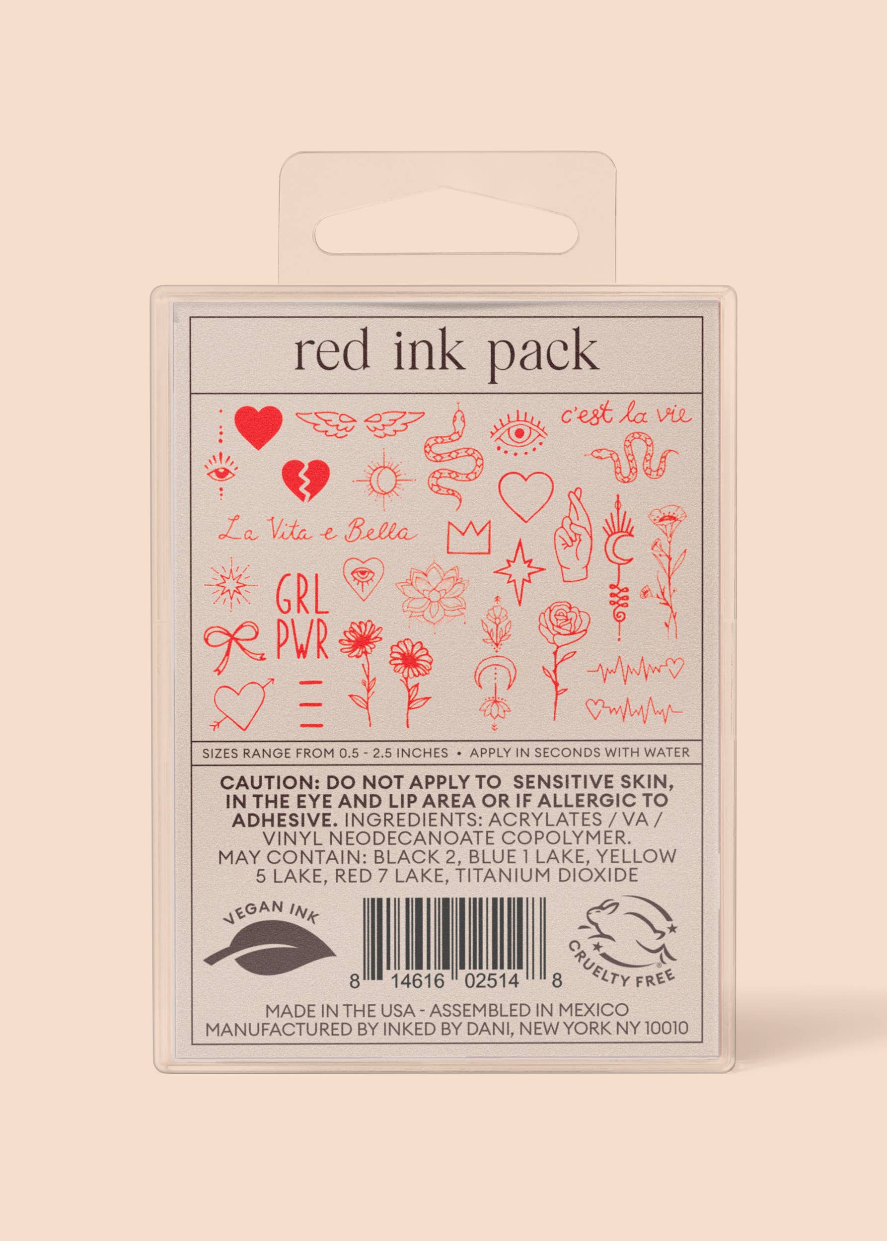 Red Ink Temporary Tattoo Pack by INKED by Dani
