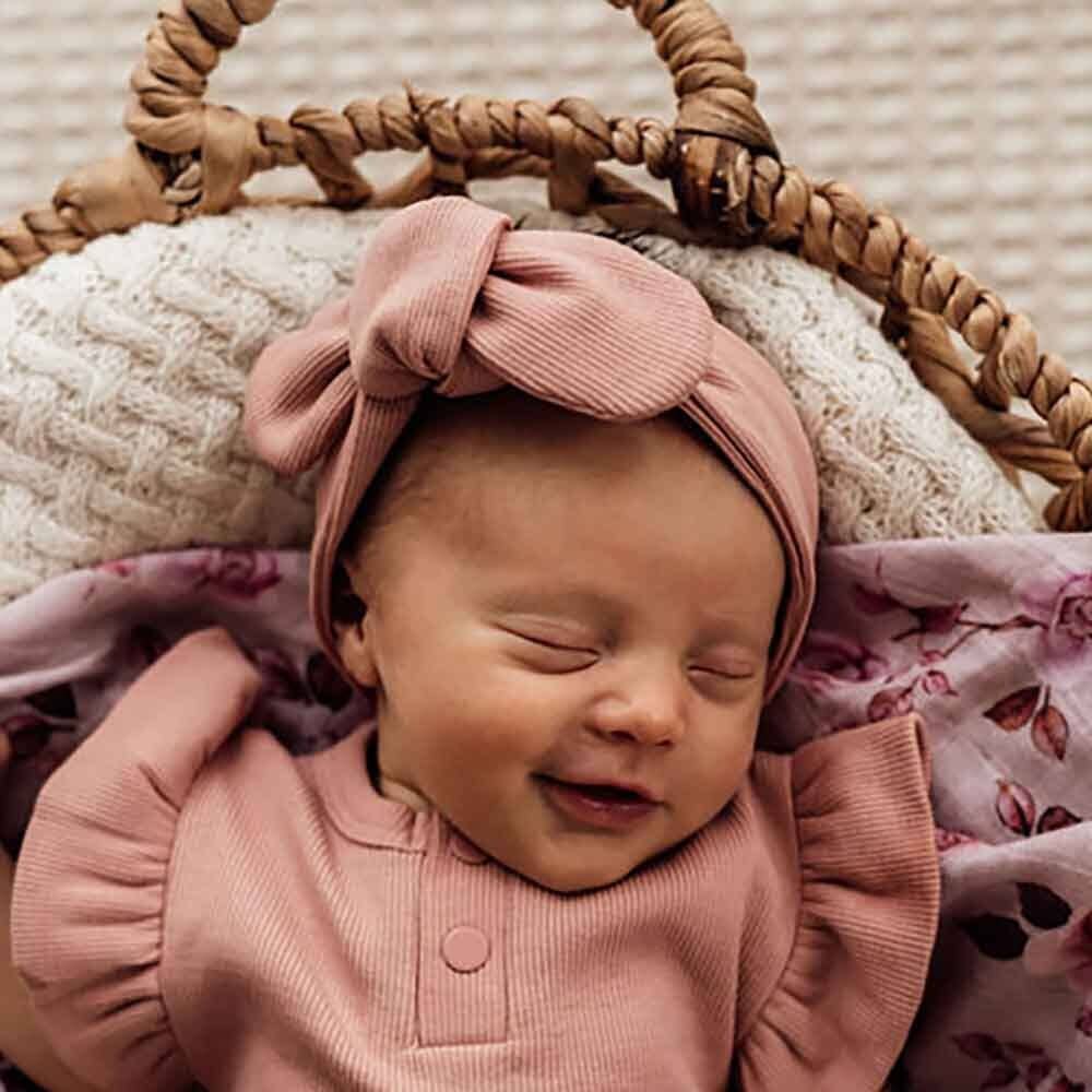 Rose Ribbed Organic Topknot by Snuggle Hunny