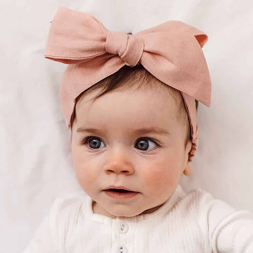 Rust Pre-Tied Linen Bow - Baby & Toddler by Snuggle Hunny