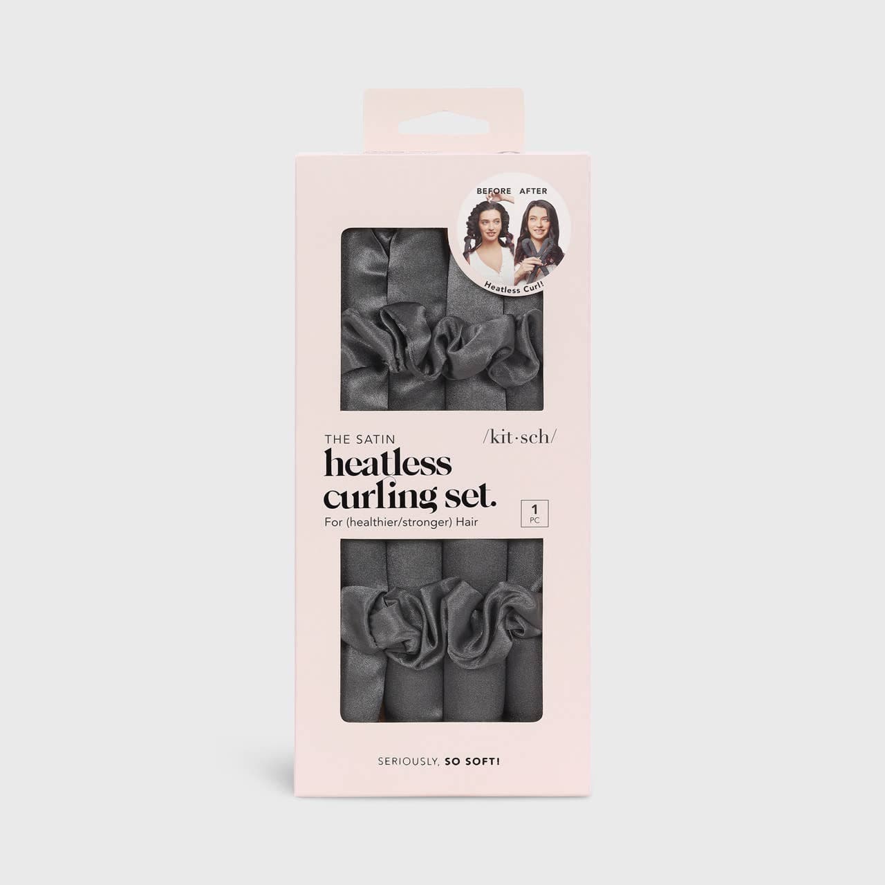 Satin Heatless Curling Set - Charcoal by KITSCH