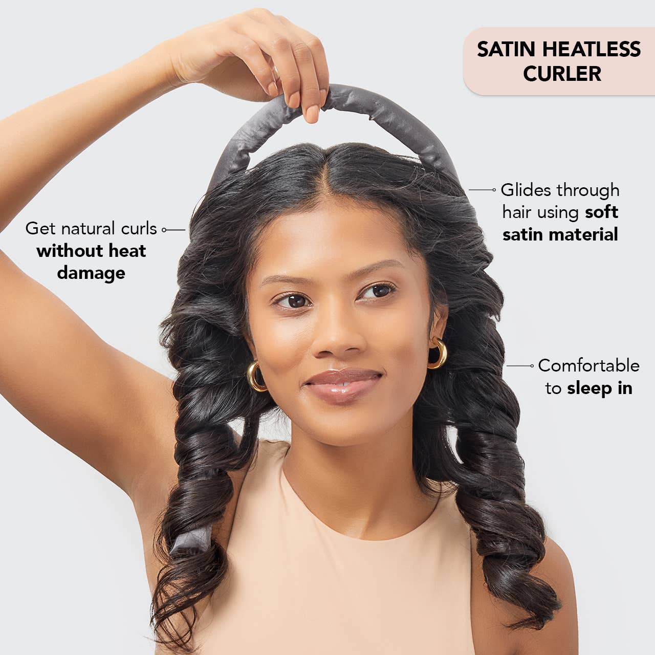 Satin Heatless Curling Set - Charcoal by KITSCH