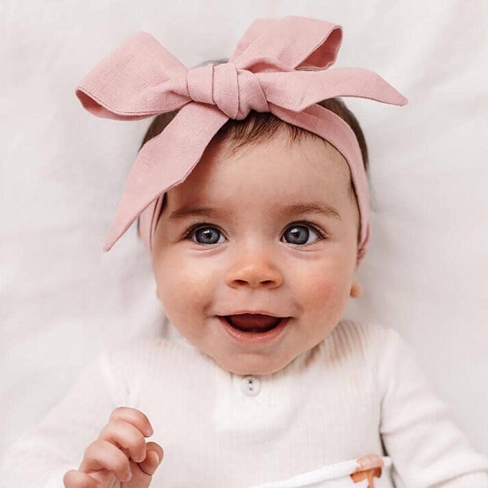 Snuggle Hunny Pre-Tied Linen Bow - Baby & Toddler Assorted Colours Dusty Pink by Snuggle Hunny