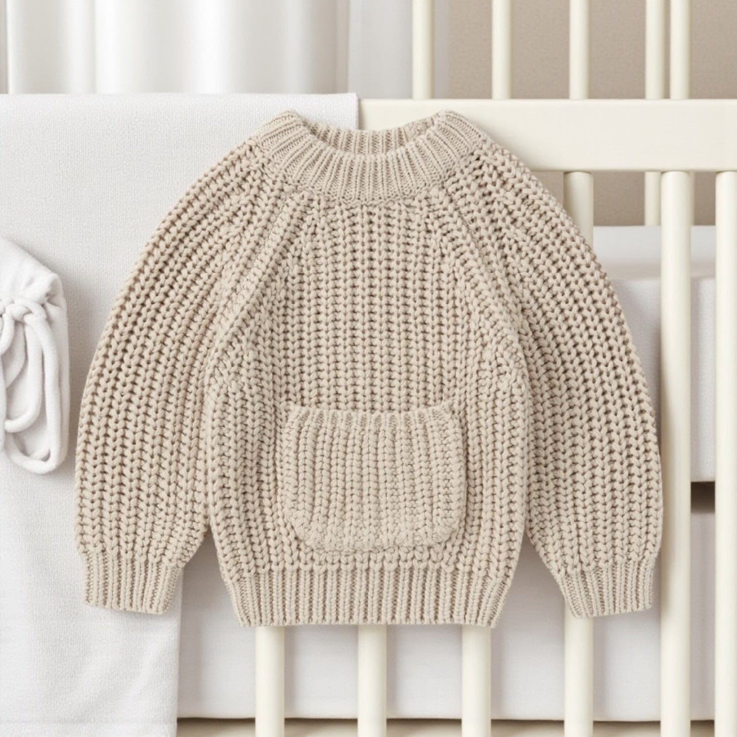 Susukoshi Chunky Knit Baby Pullover 0-6m Soy by Susukoshi