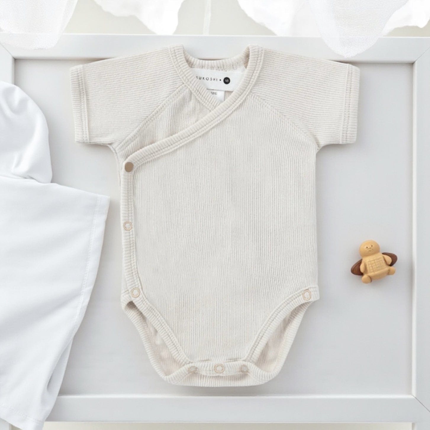 Susukoshi Organic Cotton Kimono Baby Suit - 5 Colours Salt by Susukoshi