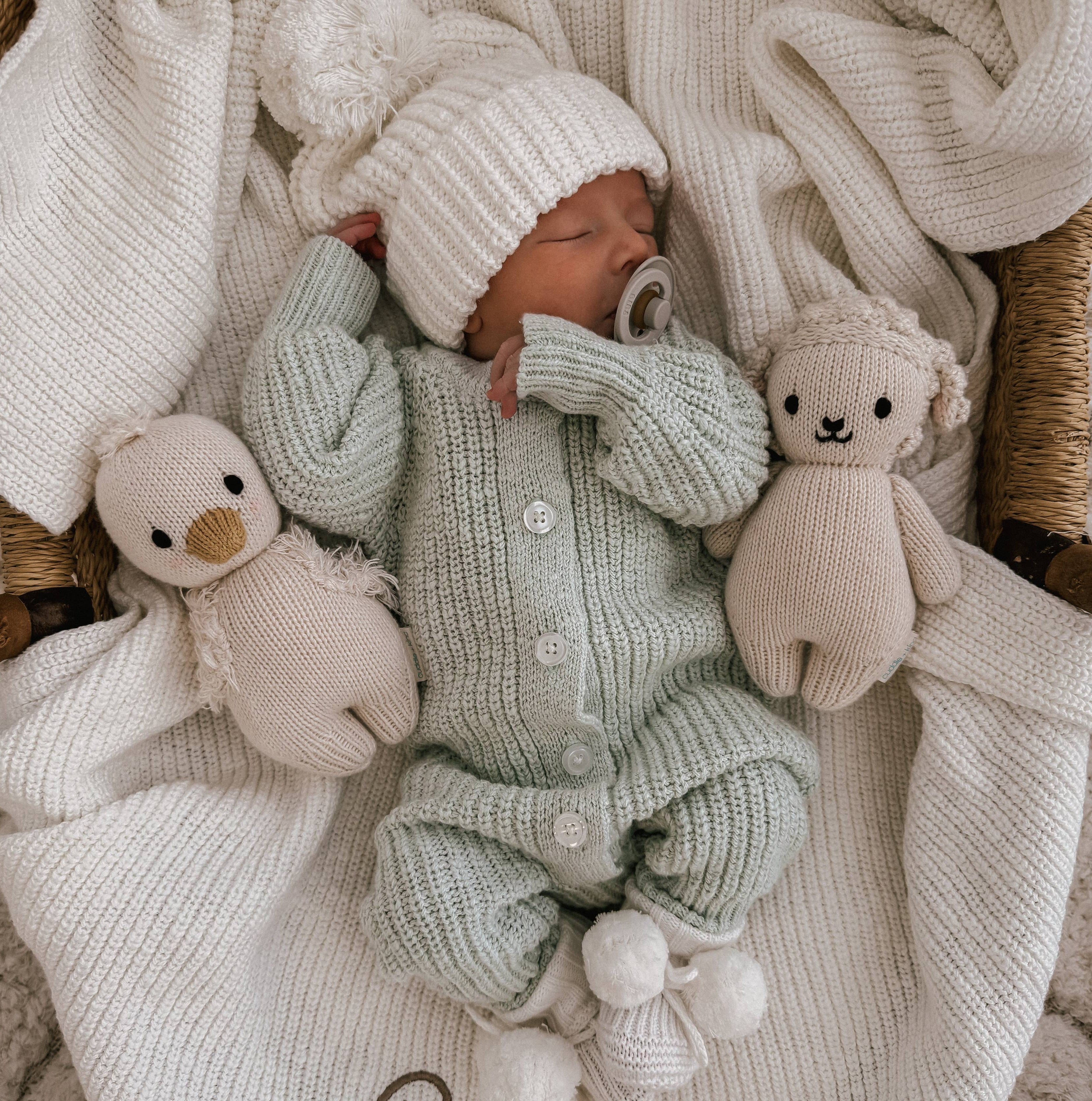 TEXTURED COTTON LONG ROMPER | SEA MIST 0000 NB by Petite + Co