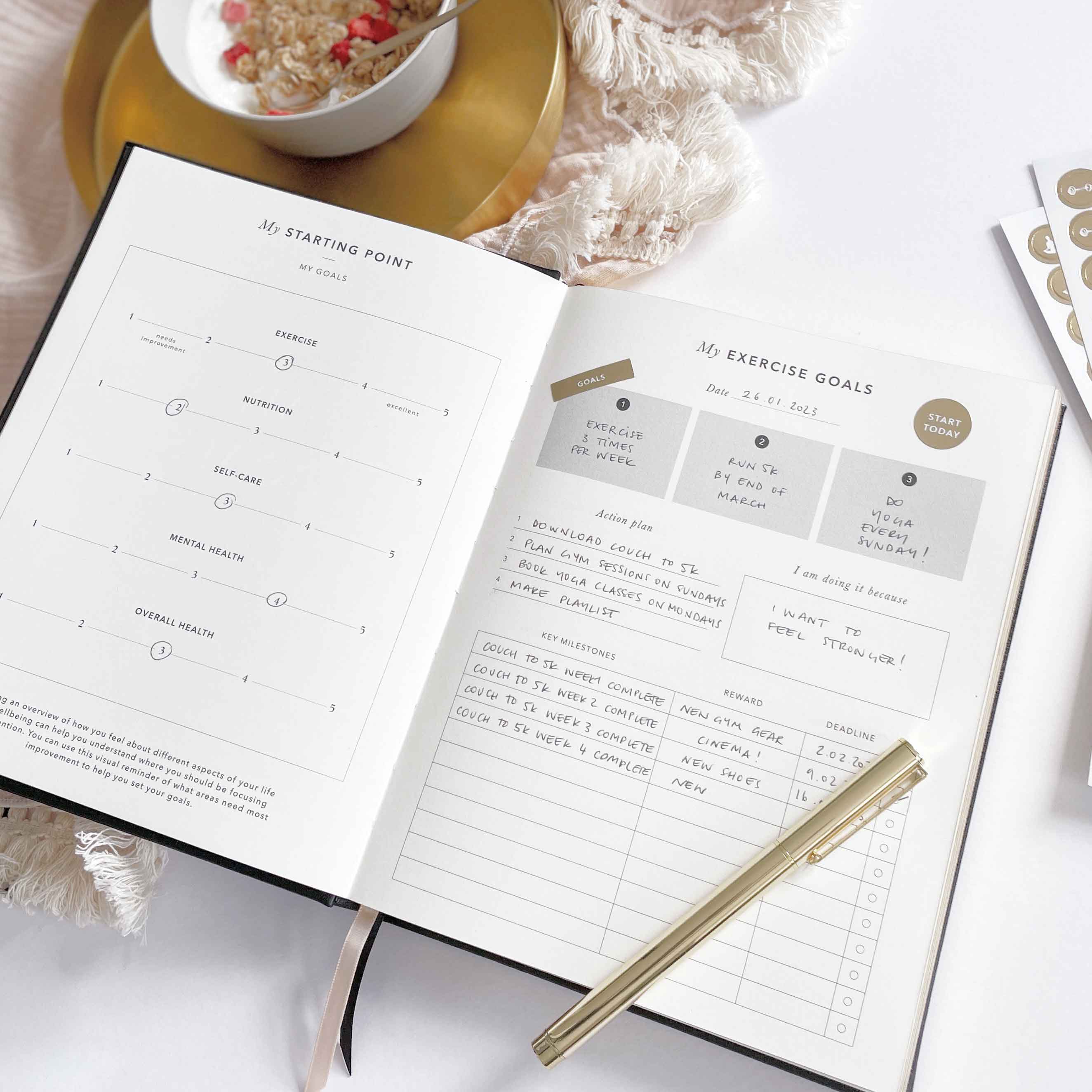 The Daily Fitness Planner - 365 Days of Movement, Meals & Motivation by Blush And Gold