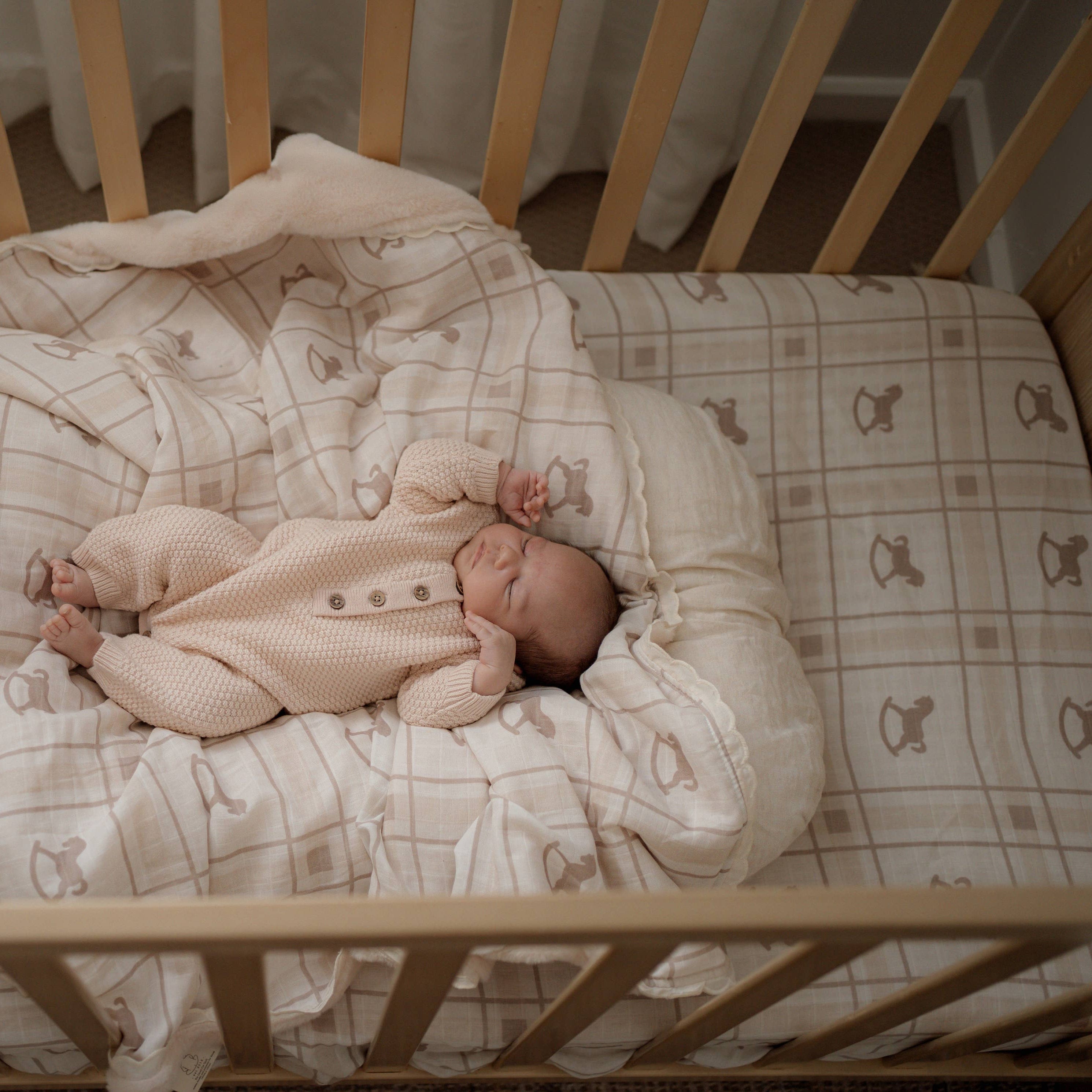 The Rocking Horse Fitted Cot Sheet by Pop Ya Tot