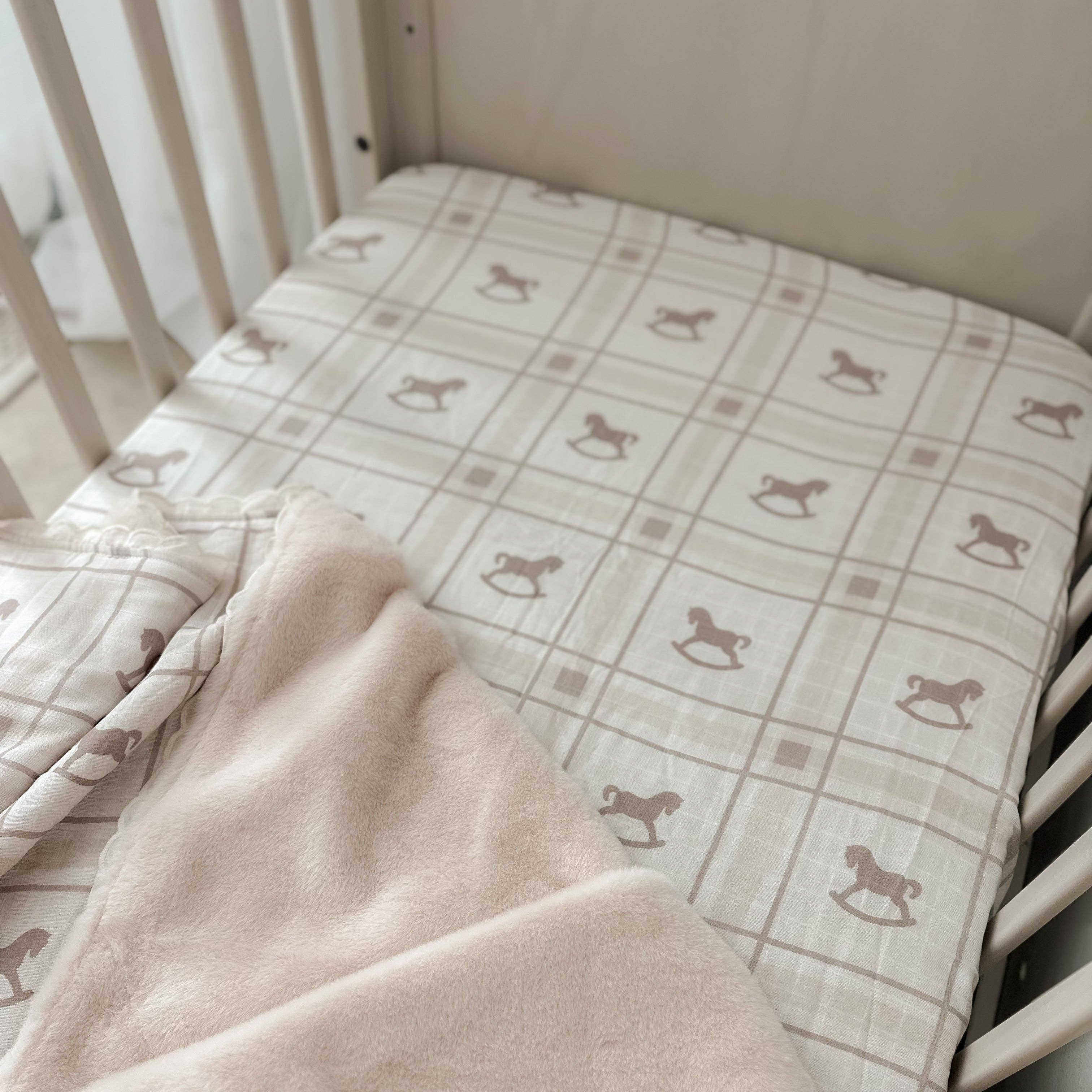 The Rocking Horse Fitted Cot Sheet by Pop Ya Tot