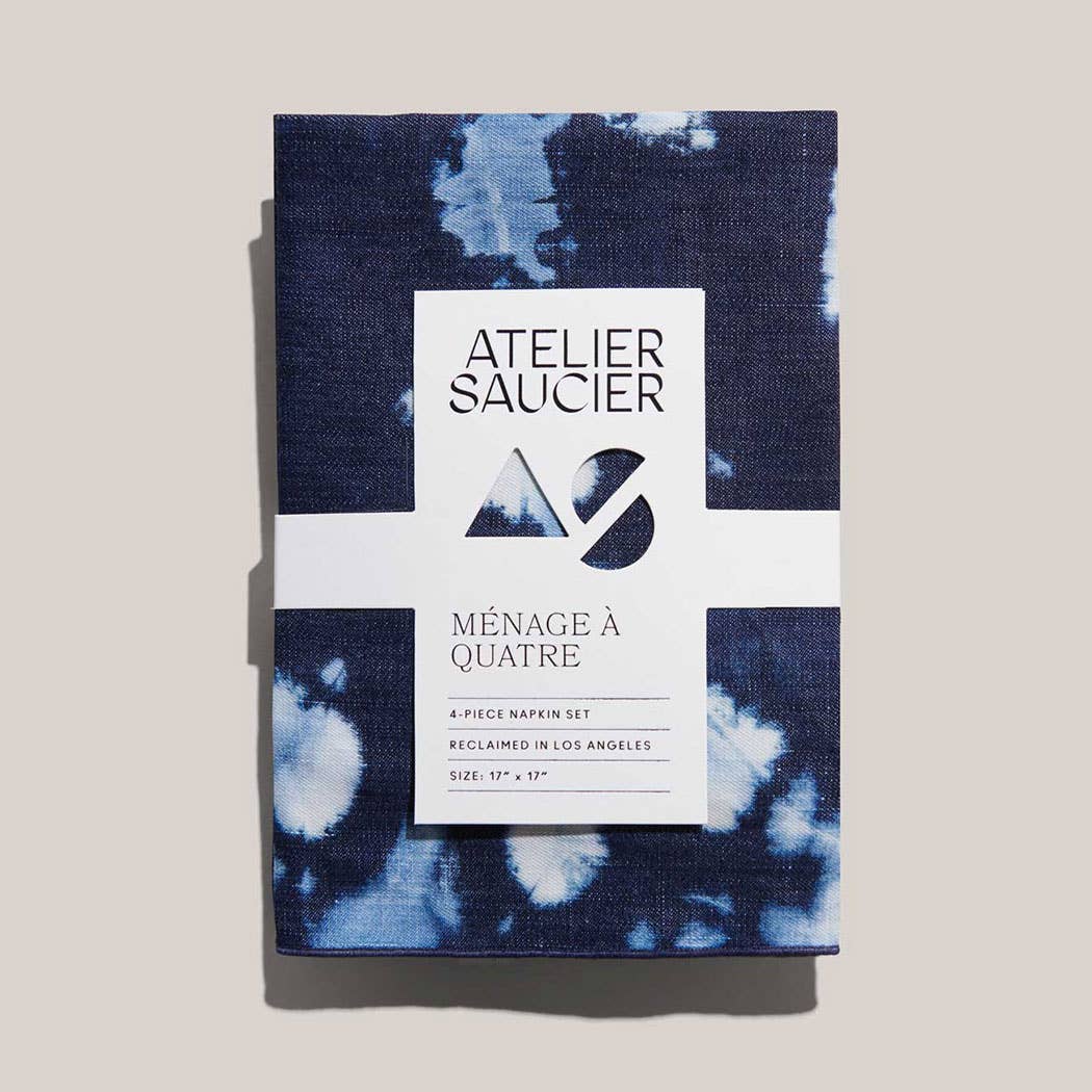 Tie-Dye Denim Linen Napkin Set by ATELIER SAUCIER