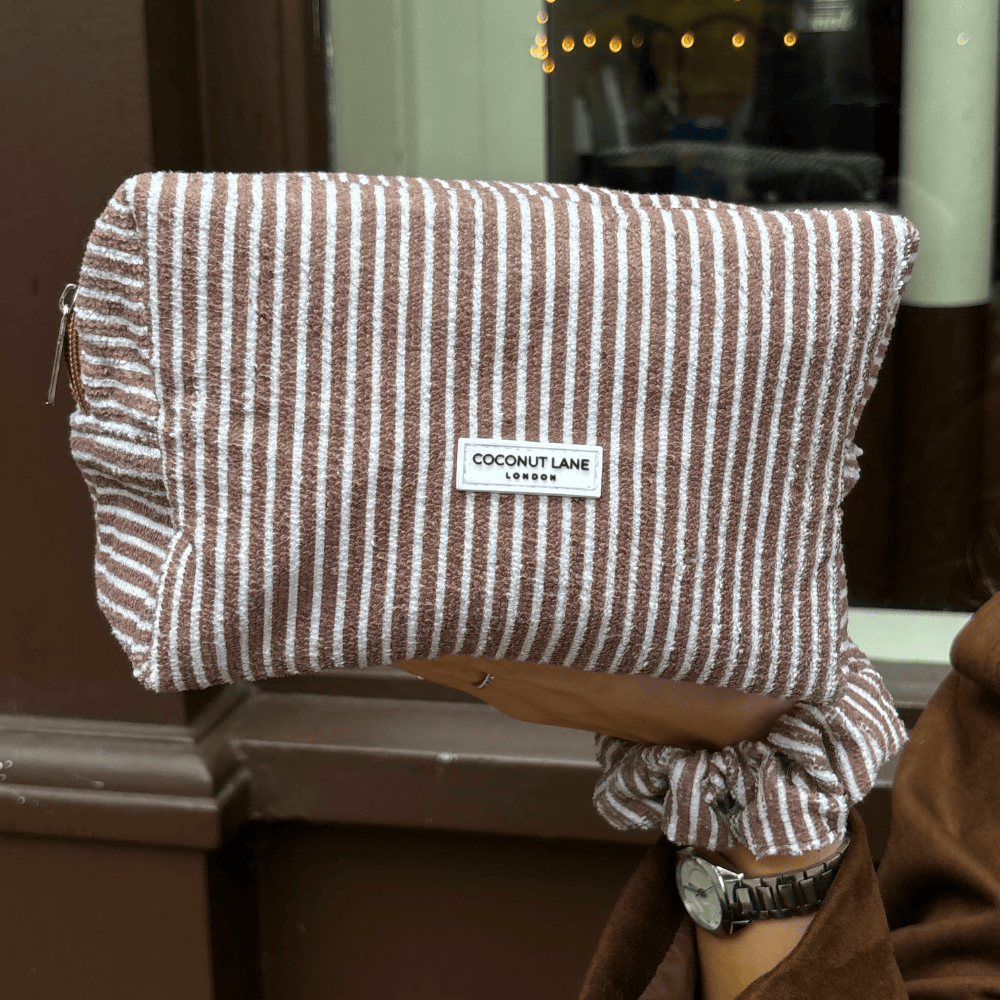 Towel Makeup Bag - Chestnut Stripes by Coconut Lane
