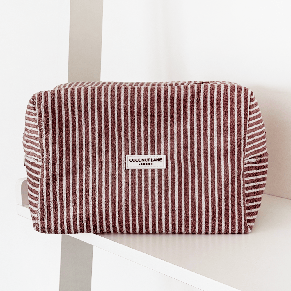 Towel Makeup Bag - Chestnut Stripes by Coconut Lane
