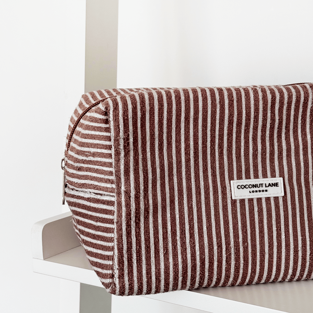 Towel Makeup Bag - Chestnut Stripes by Coconut Lane