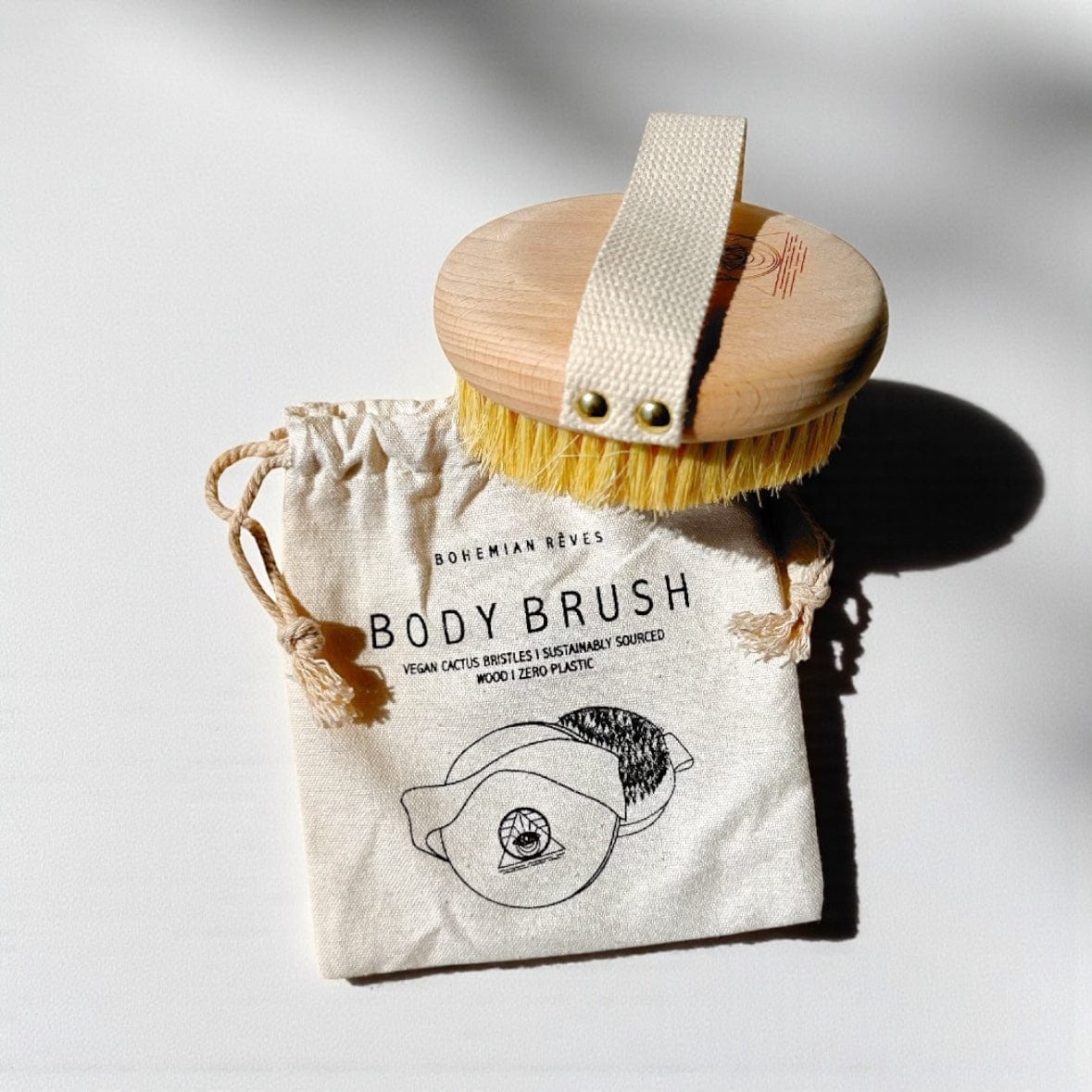 Vegan Cactus Bristle Sustainable Contoured Dry Body Brush by Bohemian Rêves