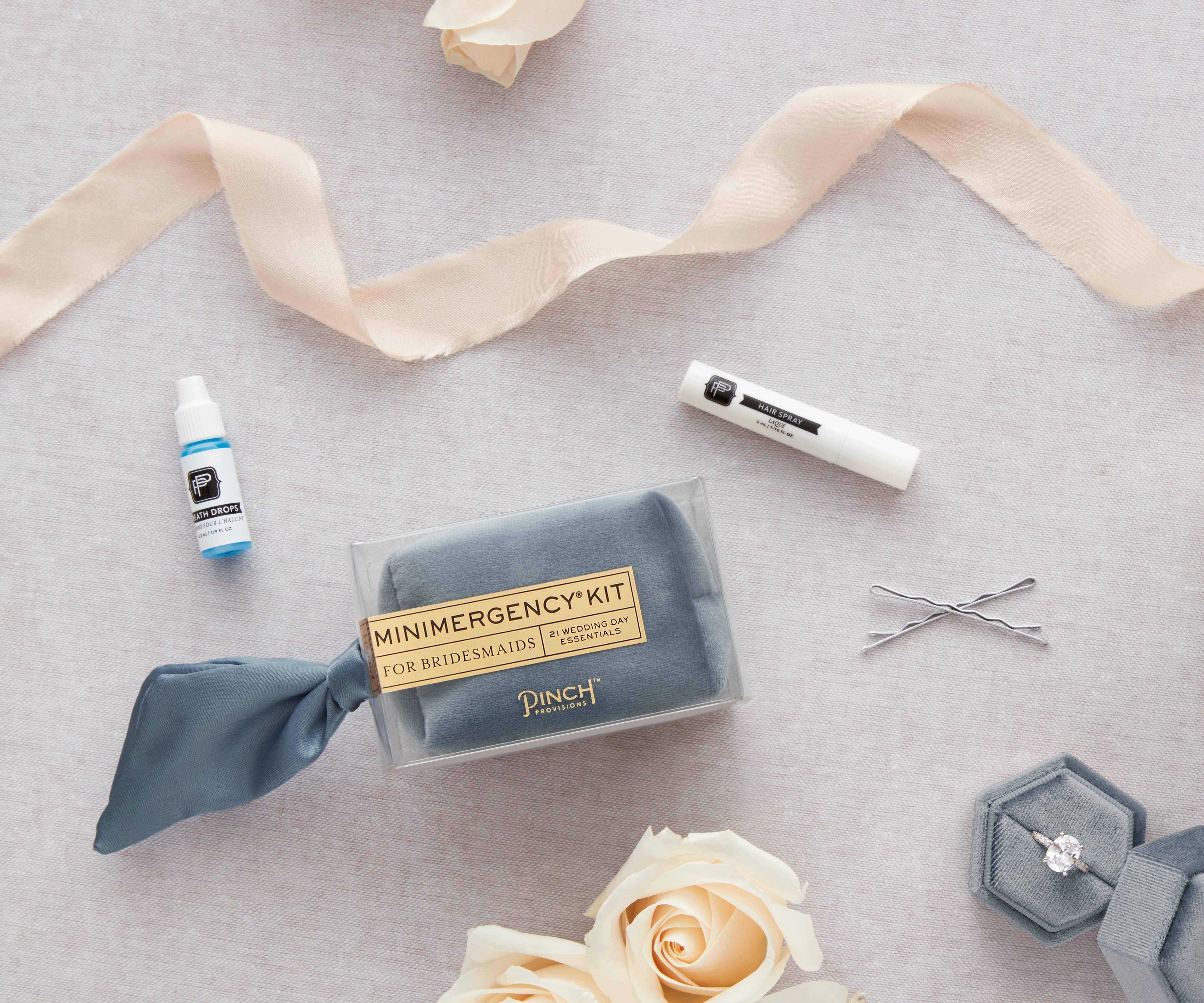 Velvet Minimergency Kits for Bridesmaids: Dusty Blue by Pinch Provisions