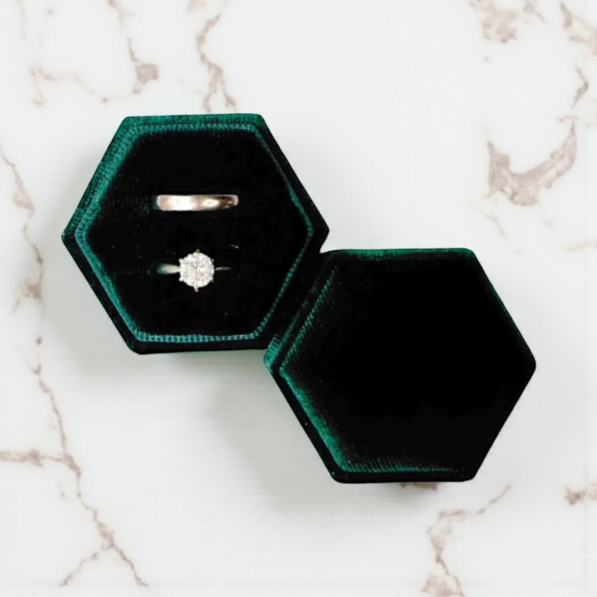 Velvet Ring Box Assorted Colours Emerald Green by The White Invite