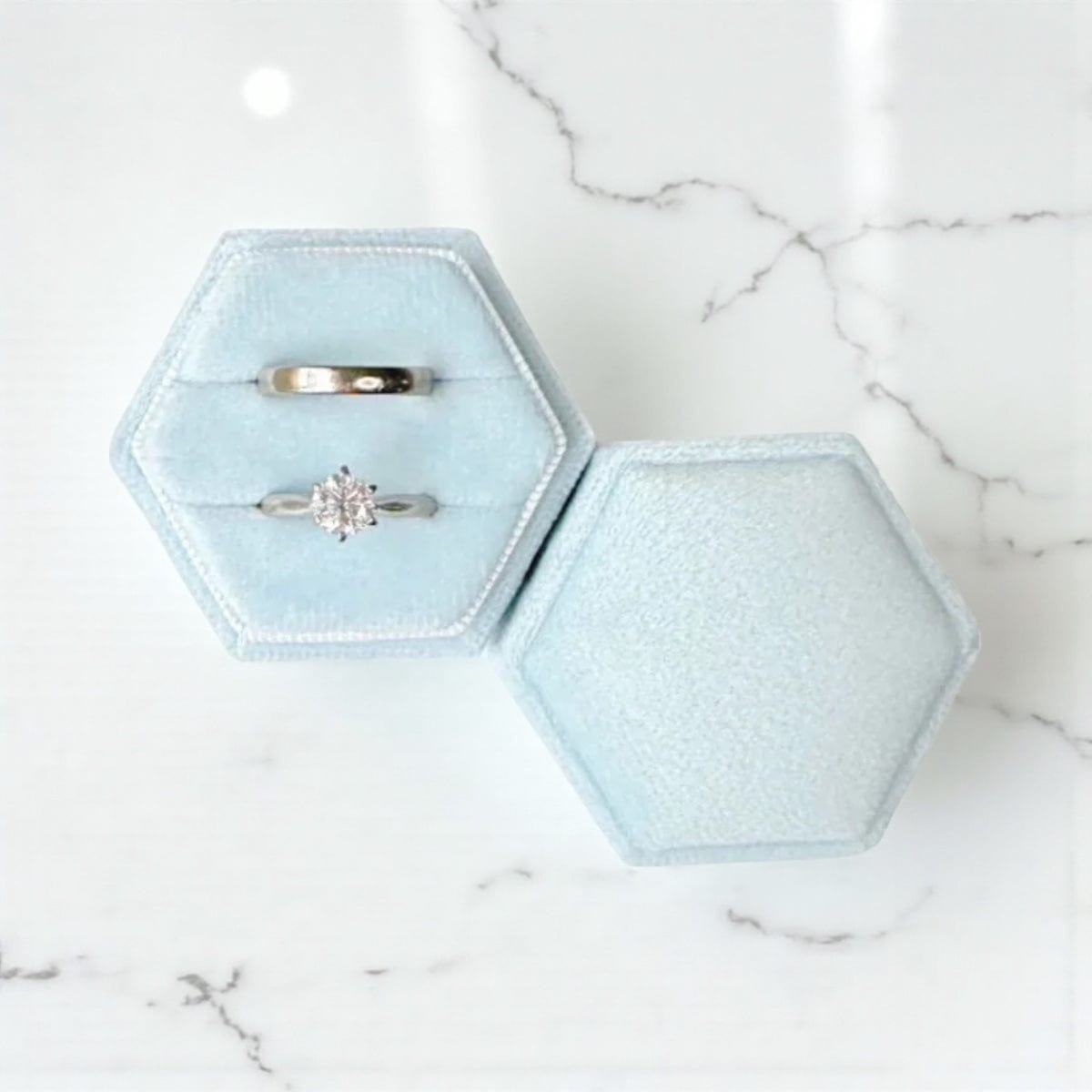Velvet Ring Box Assorted Colours Light Steel by The White Invite