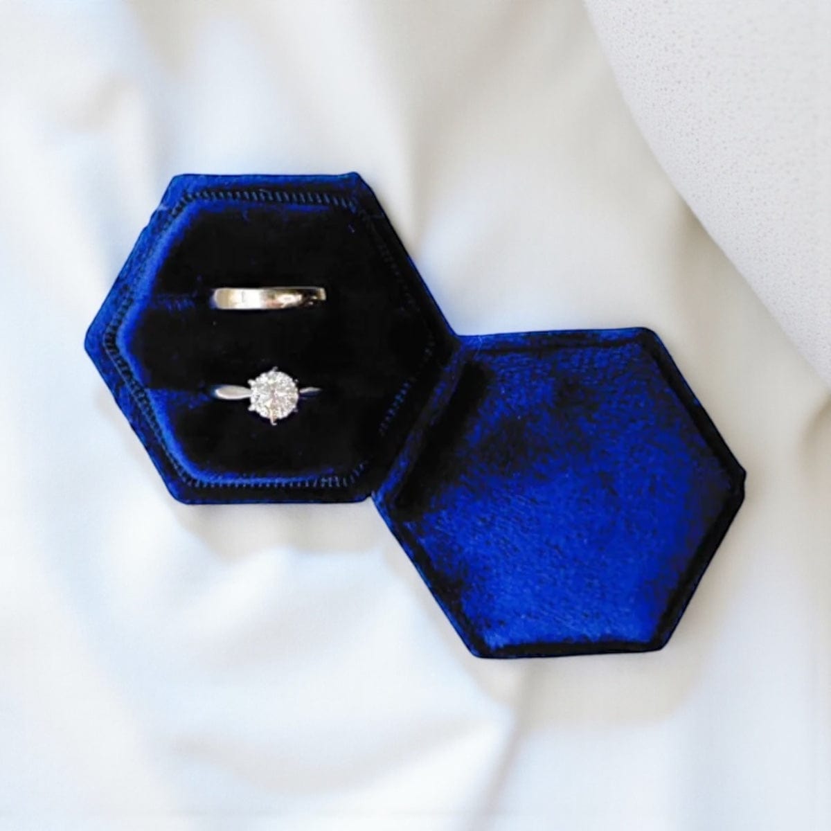 Velvet Ring Box Assorted Colours Navy by The White Invite