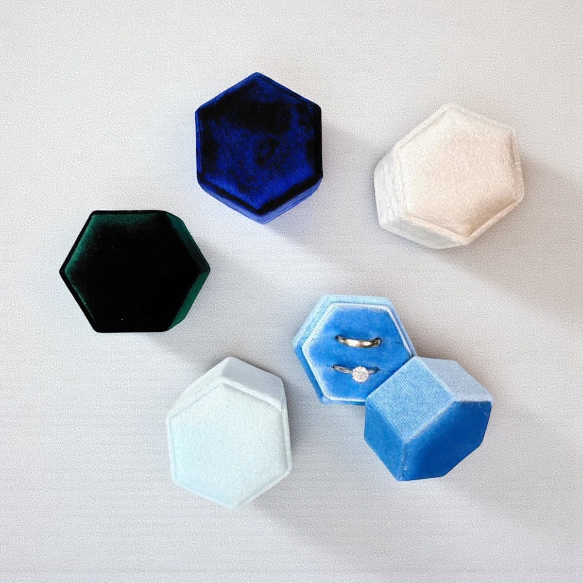 Velvet Ring Box Assorted Colours by The White Invite