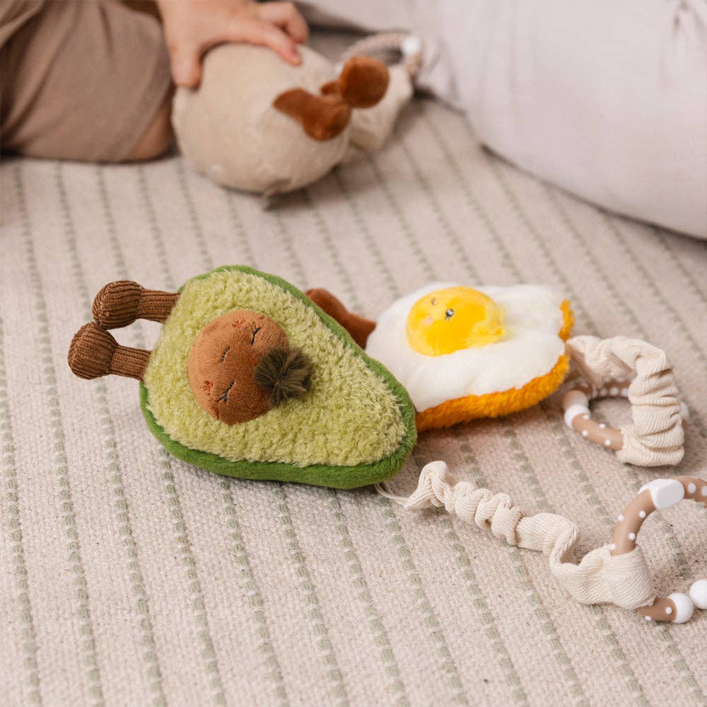 2 Pack Mini Market Brunch Stroller Toys - Avocado & Egg on Toast by Living Textiles