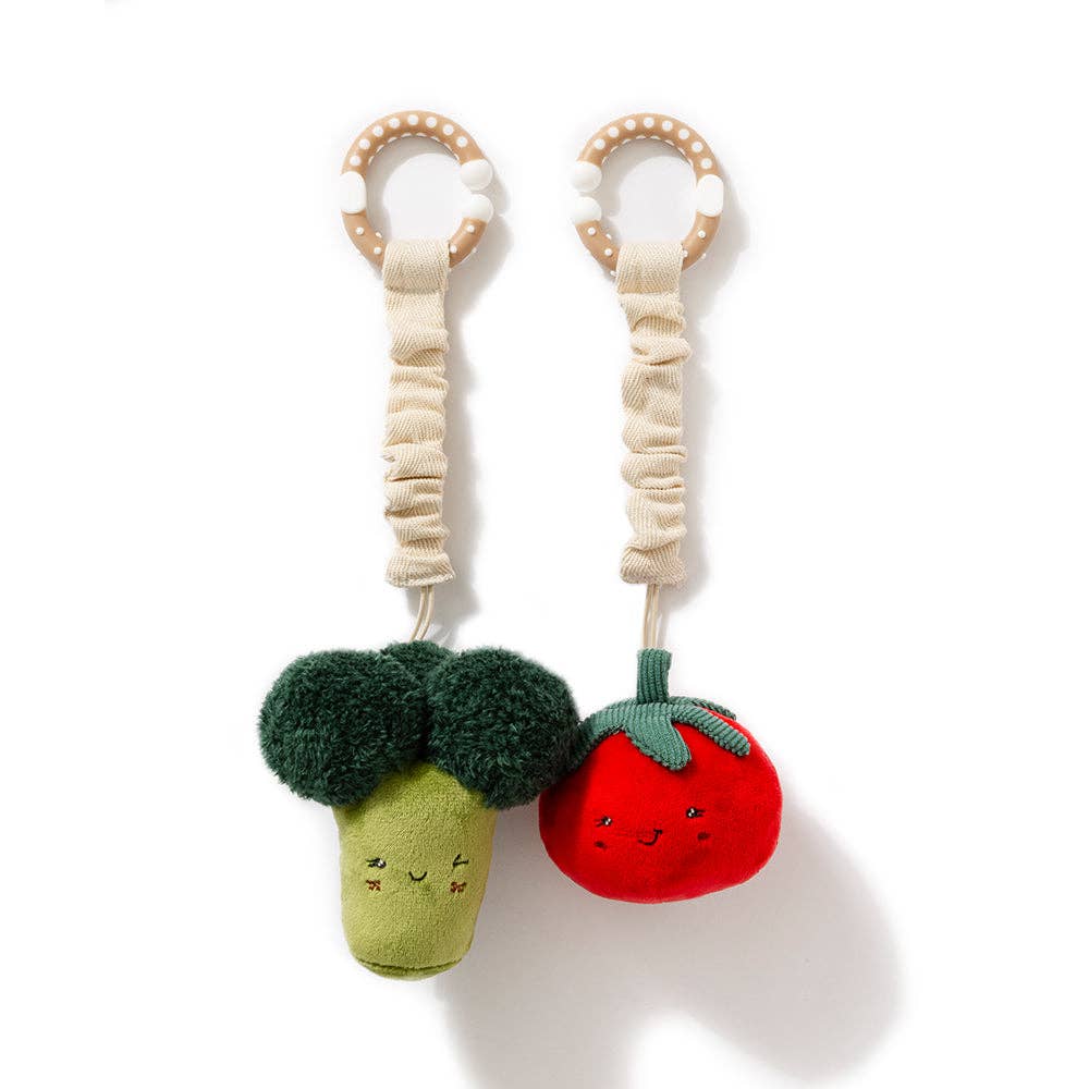 2 Pack Mini Market Brunch Stroller Toys - Broccoli & Tomato by Living Textiles
