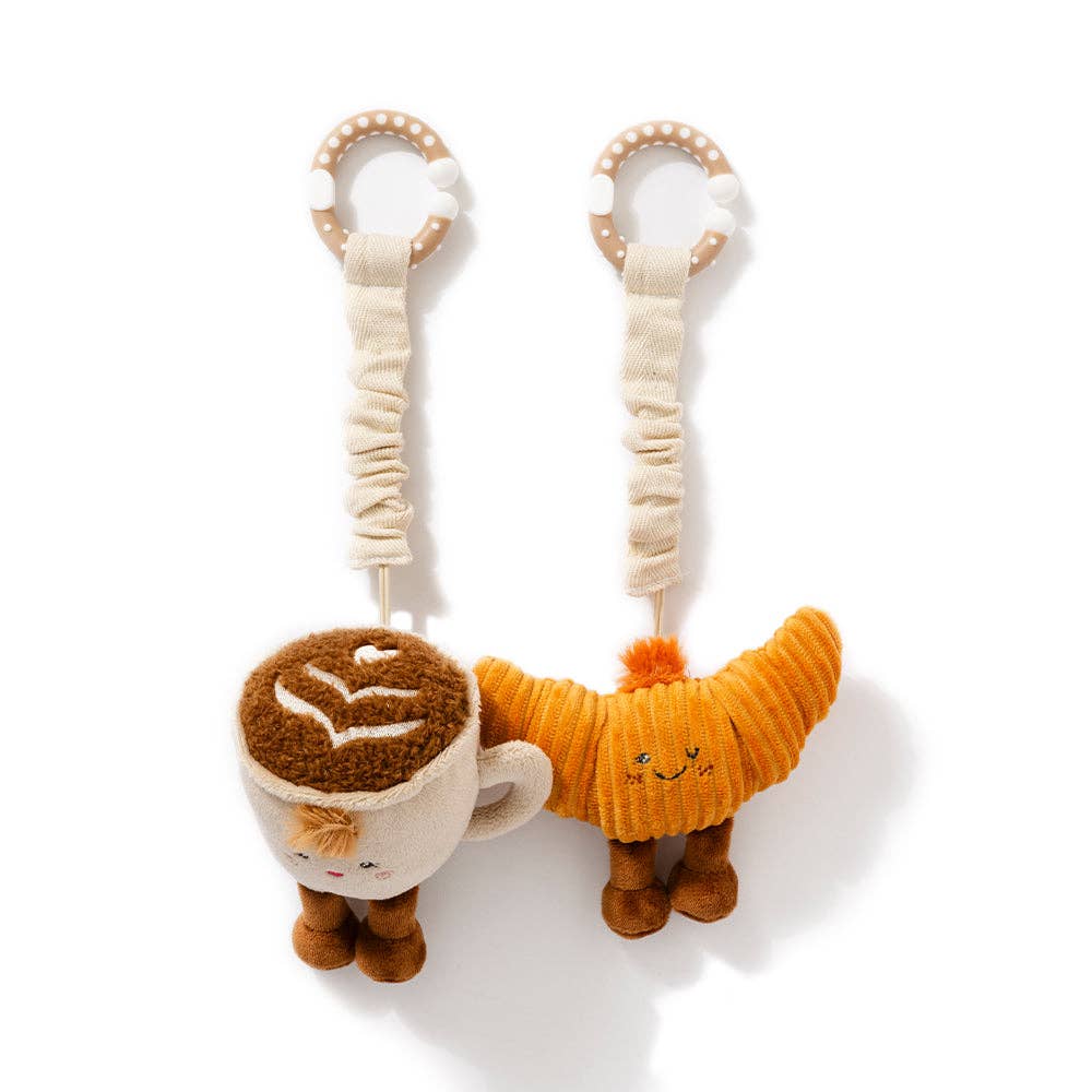 2 Pack Mini Market Brunch Stroller Toys - Coffee & Croissant by Living Textiles