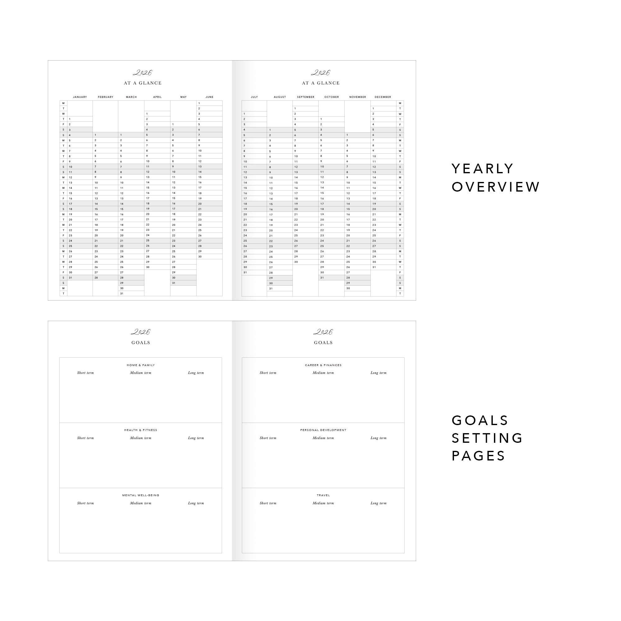 2026 Weekly Planner - Black by Blush And Gold