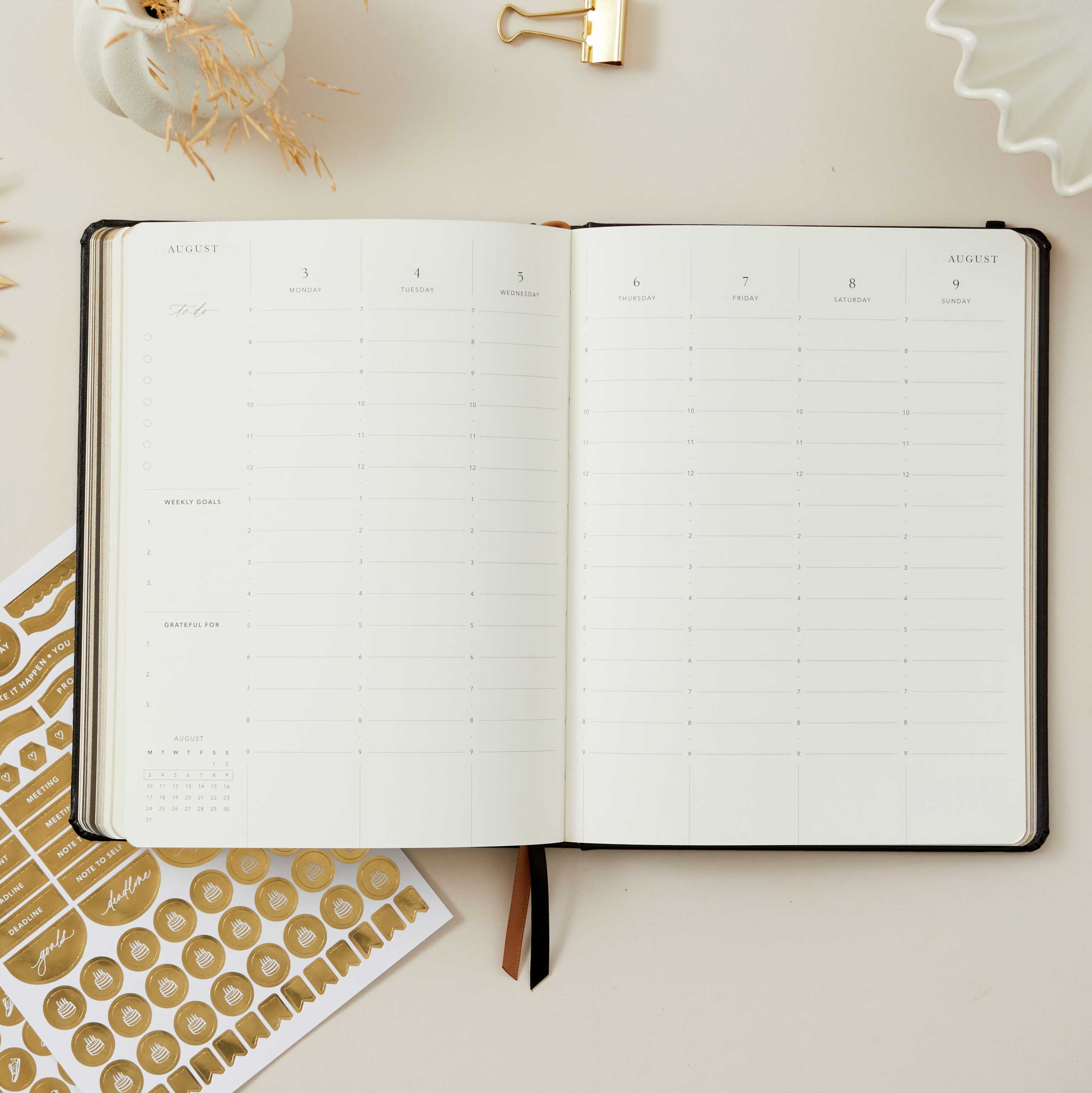 2026 Weekly Planner - Black by Blush And Gold