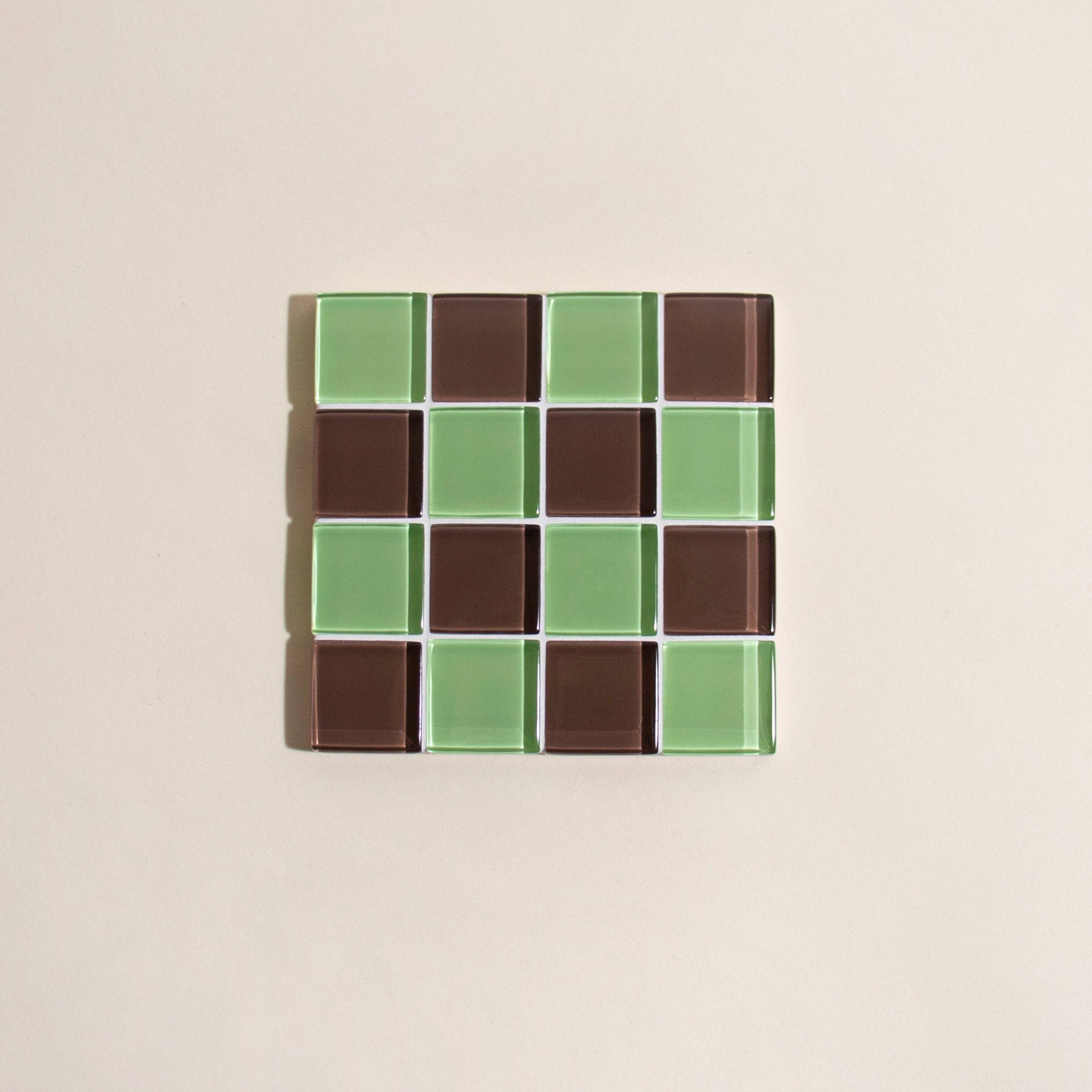 Glass Tile Coaster - Mint Dark Chocolate