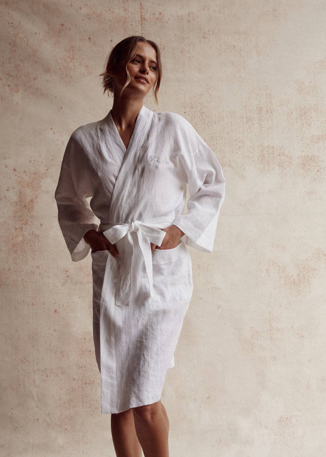 Addison French Linen Robe in Ivory by Dove Grey Accessories