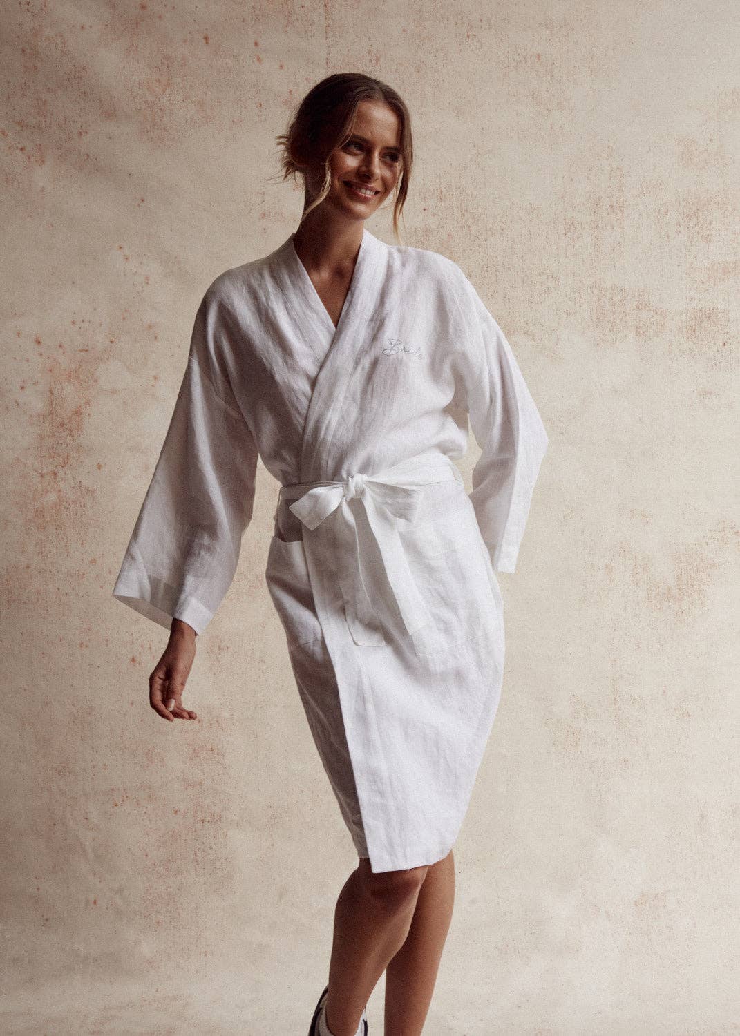 Addison French Linen Robe in Ivory by Dove Grey Accessories