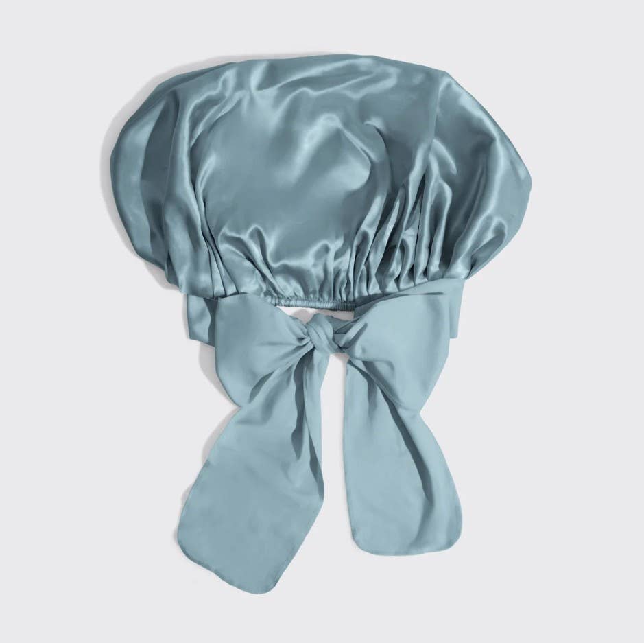 Adjustable Oversized Satin Bonnet- Haze Blue by KITSCH