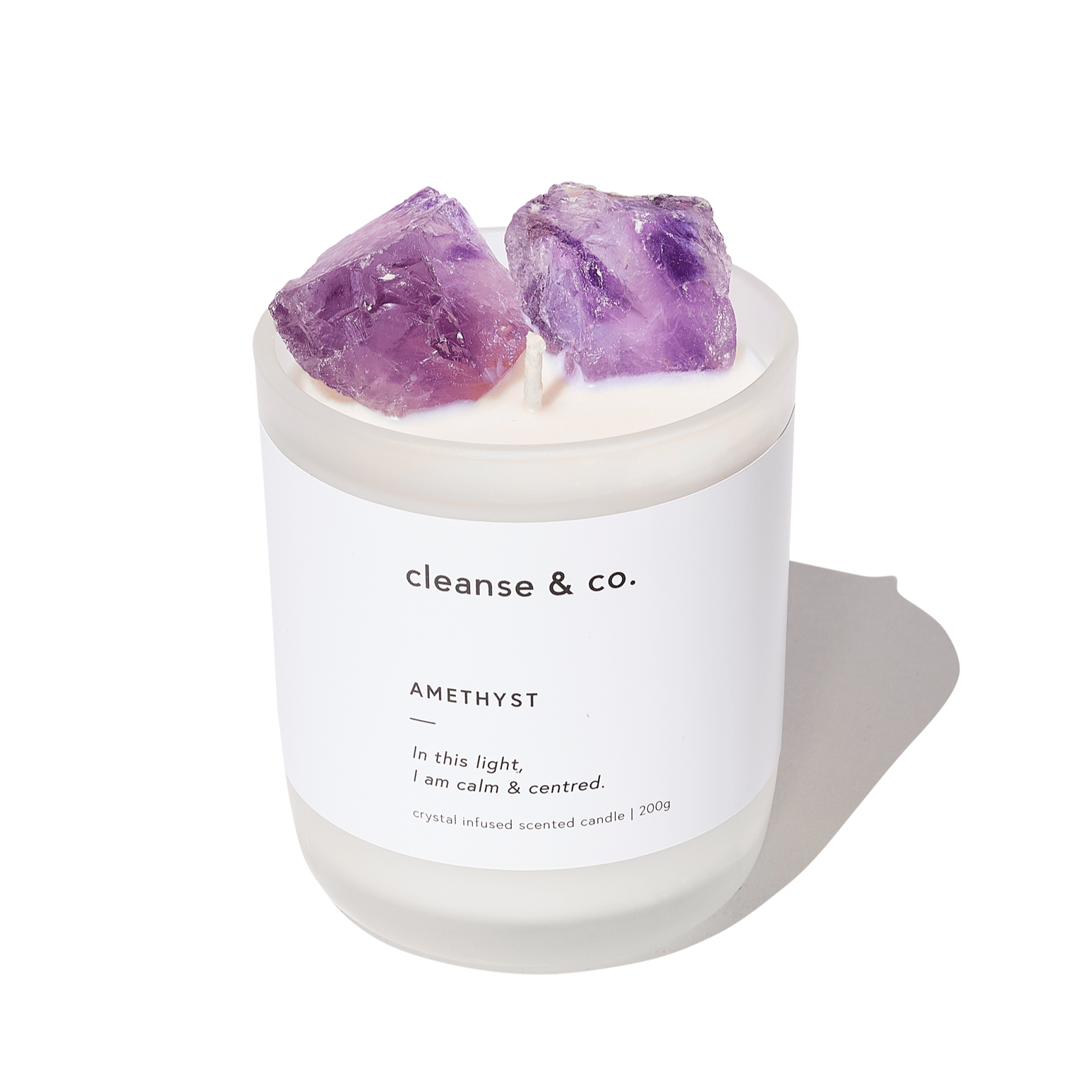 amethyst crystal candle 200g by Cleanse & co