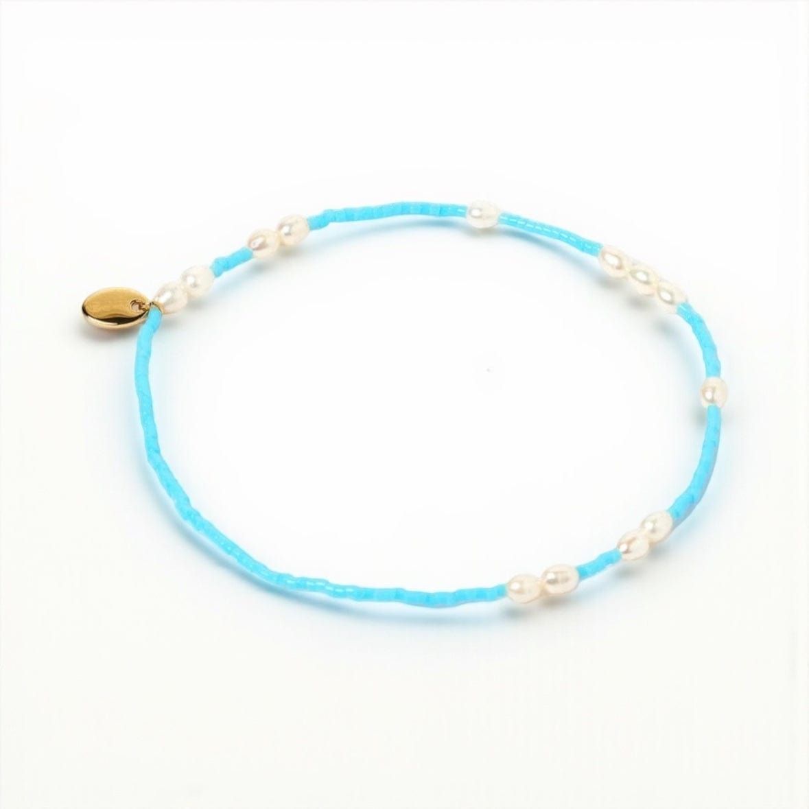 Arms Of Eve Poppy Pearl + Glass Bead Women's Anklet Turquoise by Arms of Eve