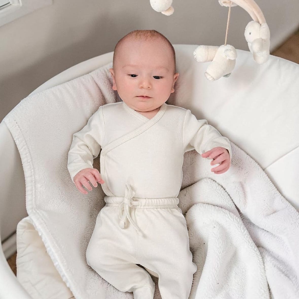 BABU Footed Leggings - Cream NEWBORN NB by Babu
