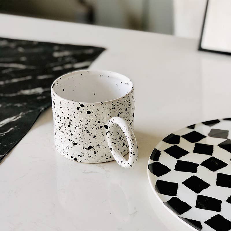 "Bague" Handmade Textured Ceramic Mug - Ink Splashed Pattern by TUTU Home - Tableware & Decor